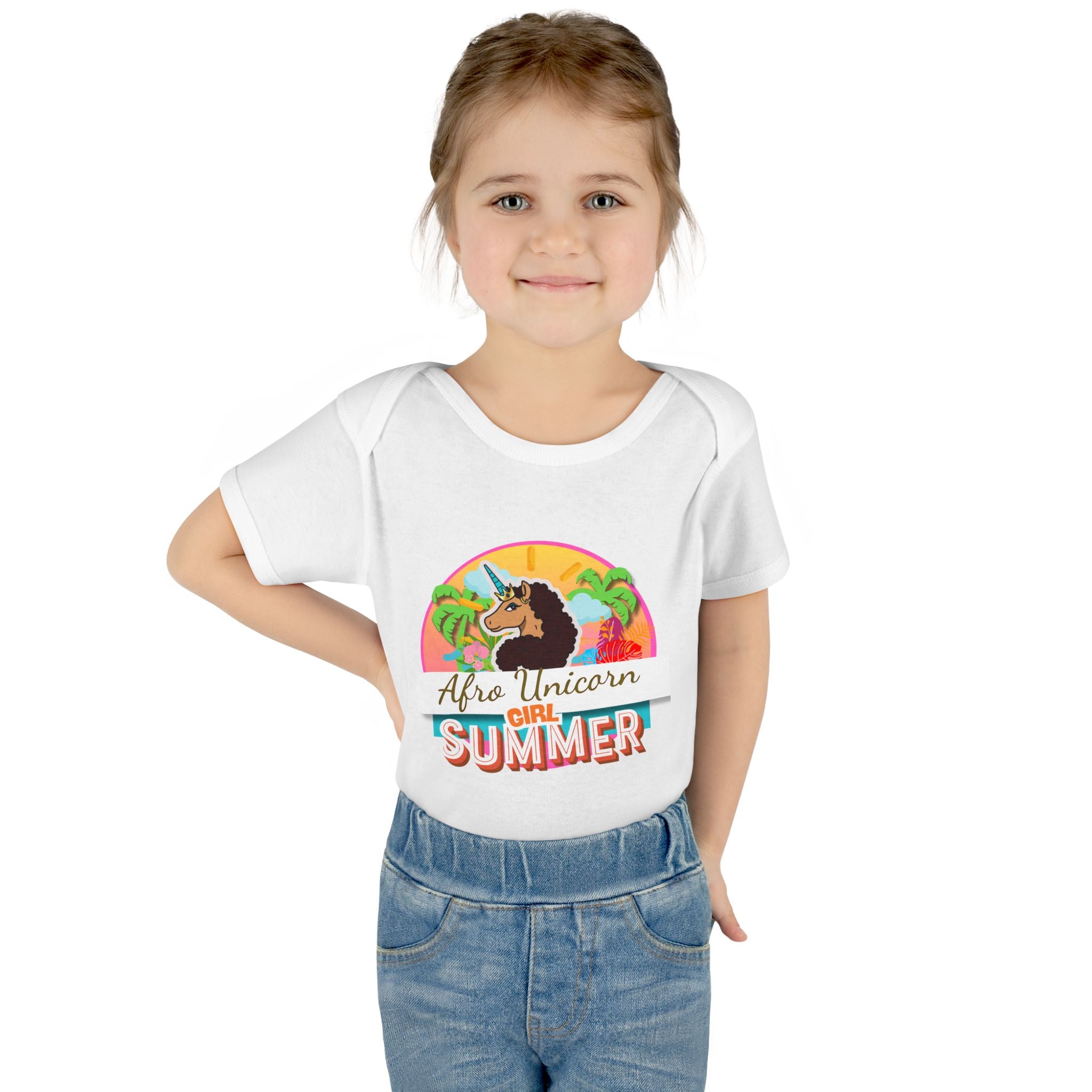 Infant Onesie Afro Unicorn Girl Summer Onesie
