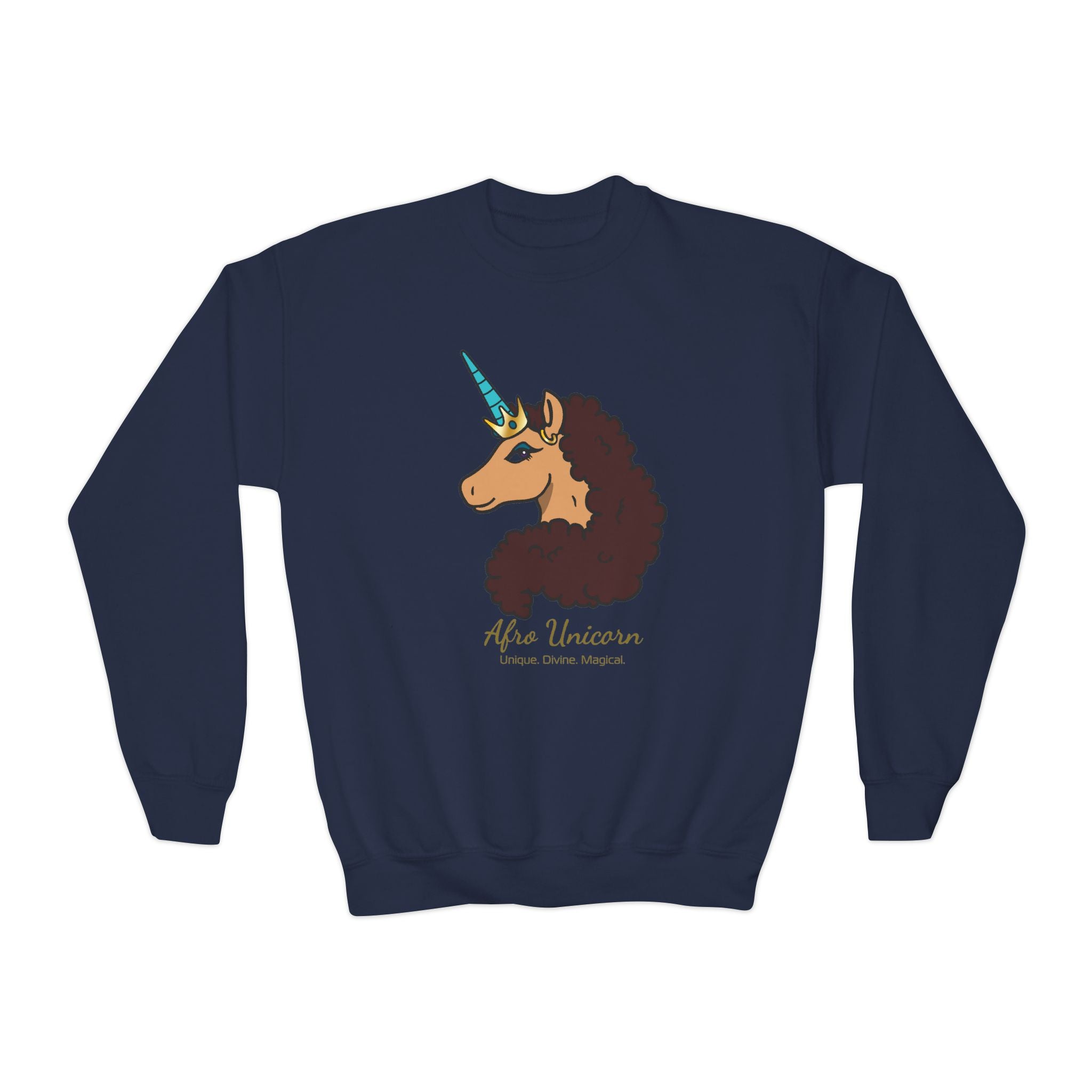 Youth Afro Unicorn Crewneck Sweatshirt - Divine