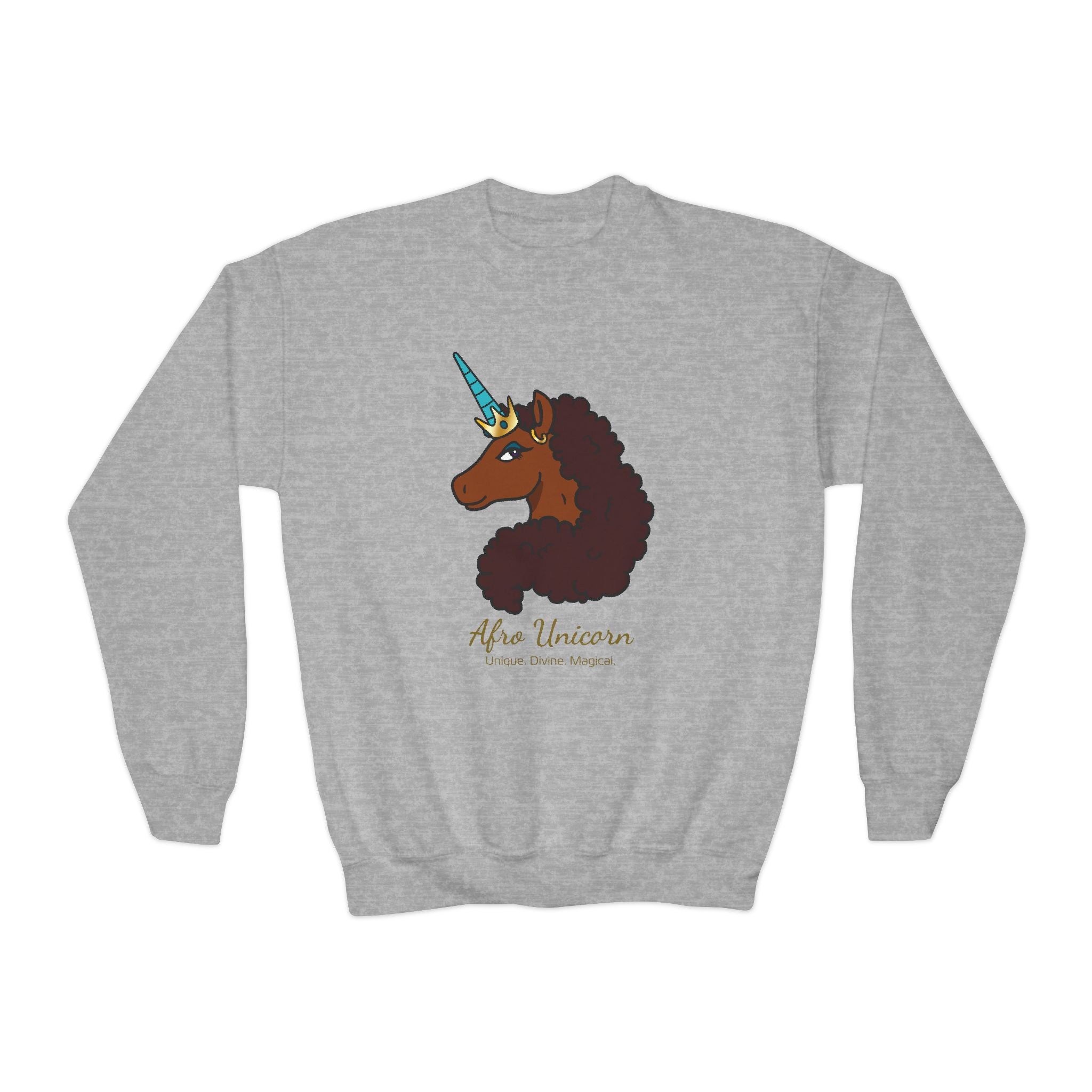 Youth Afro Unicorn Crewneck Sweatshirt - Unique