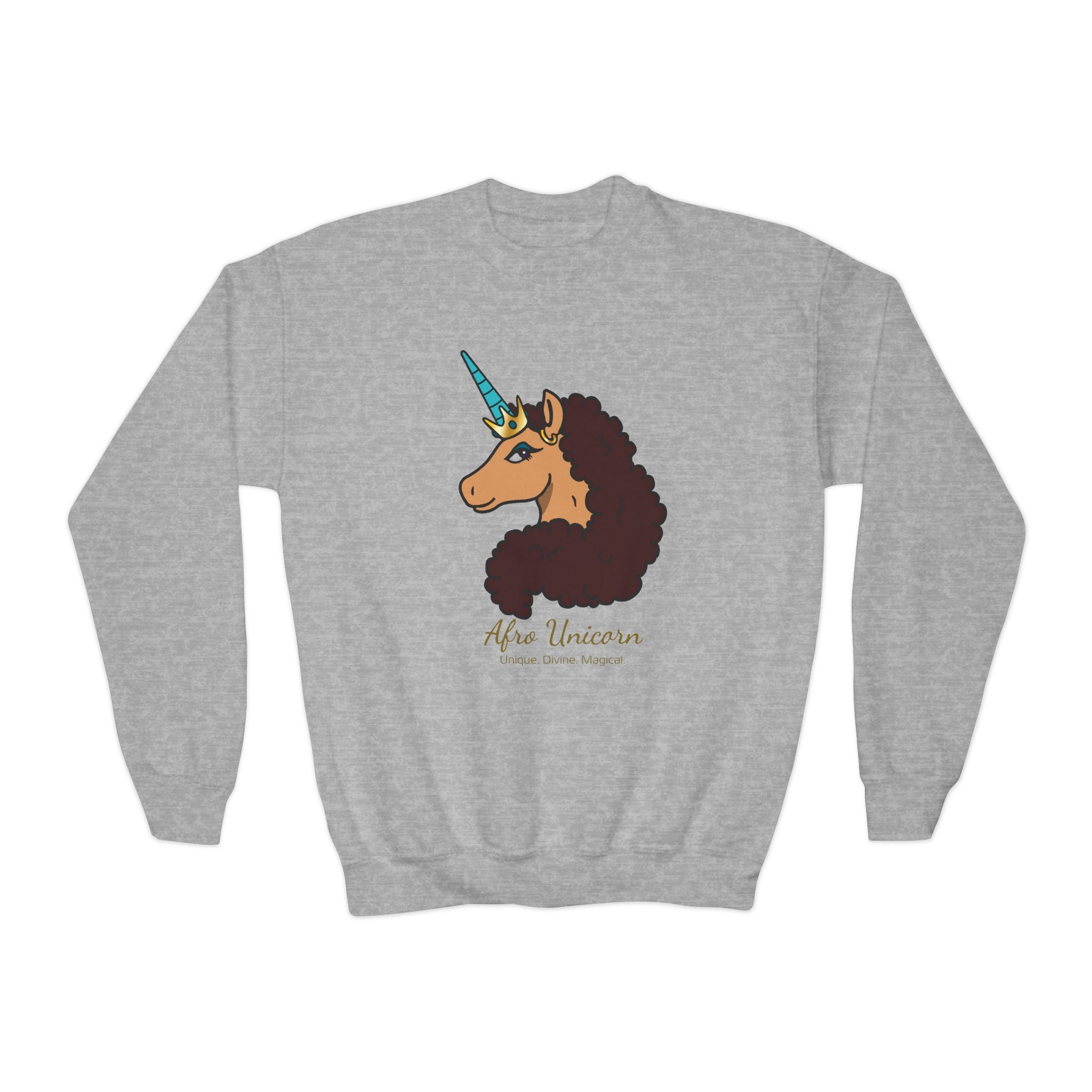 Youth Afro Unicorn Crewneck Sweatshirt - Divine