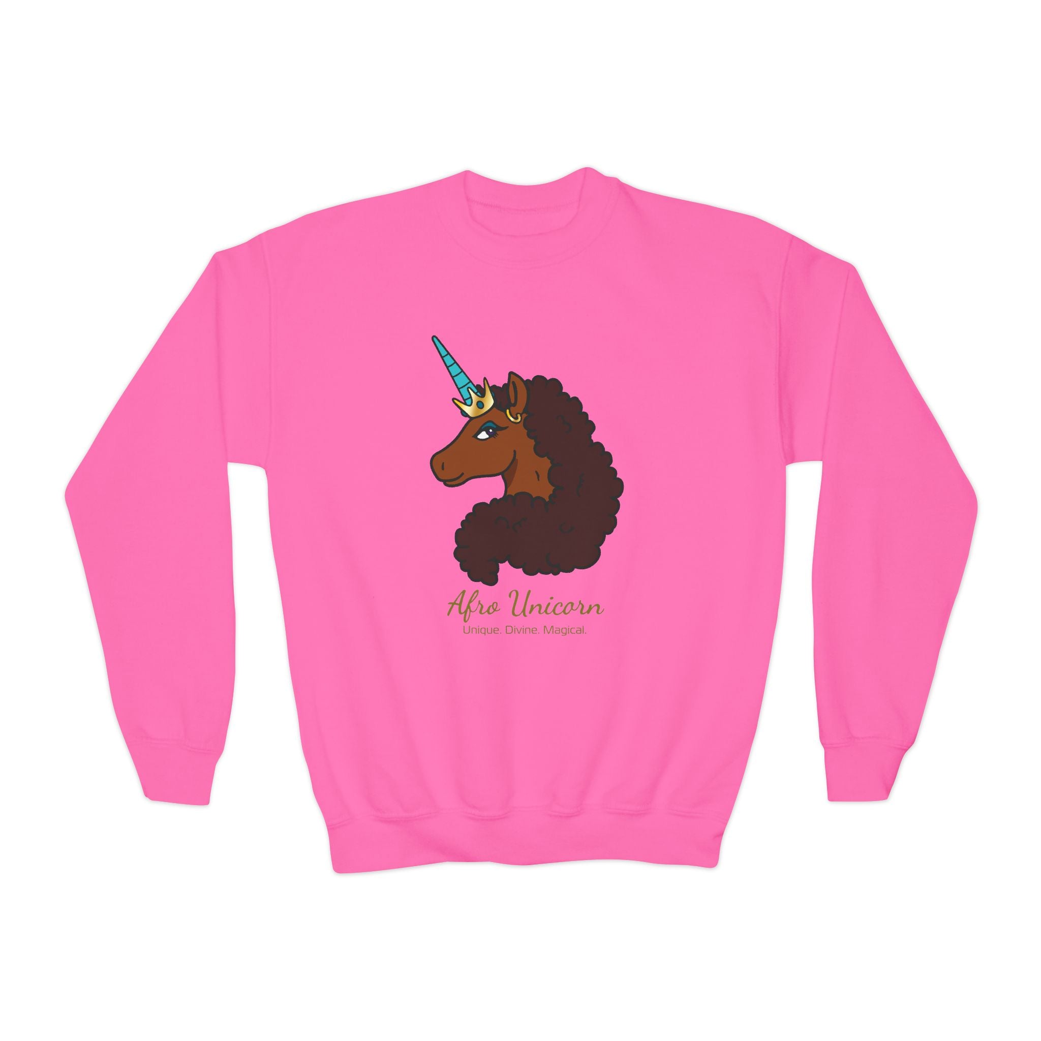 Youth Afro Unicorn Crewneck Sweatshirt - Unique
