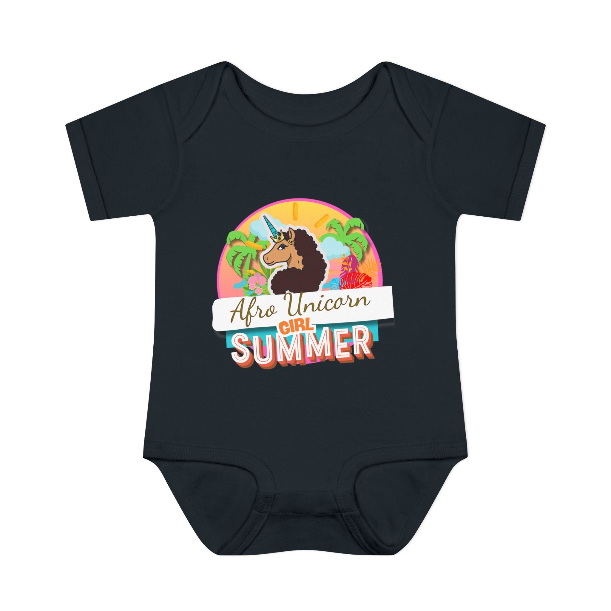 Infant Onesie Afro Unicorn Girl Summer Onesie