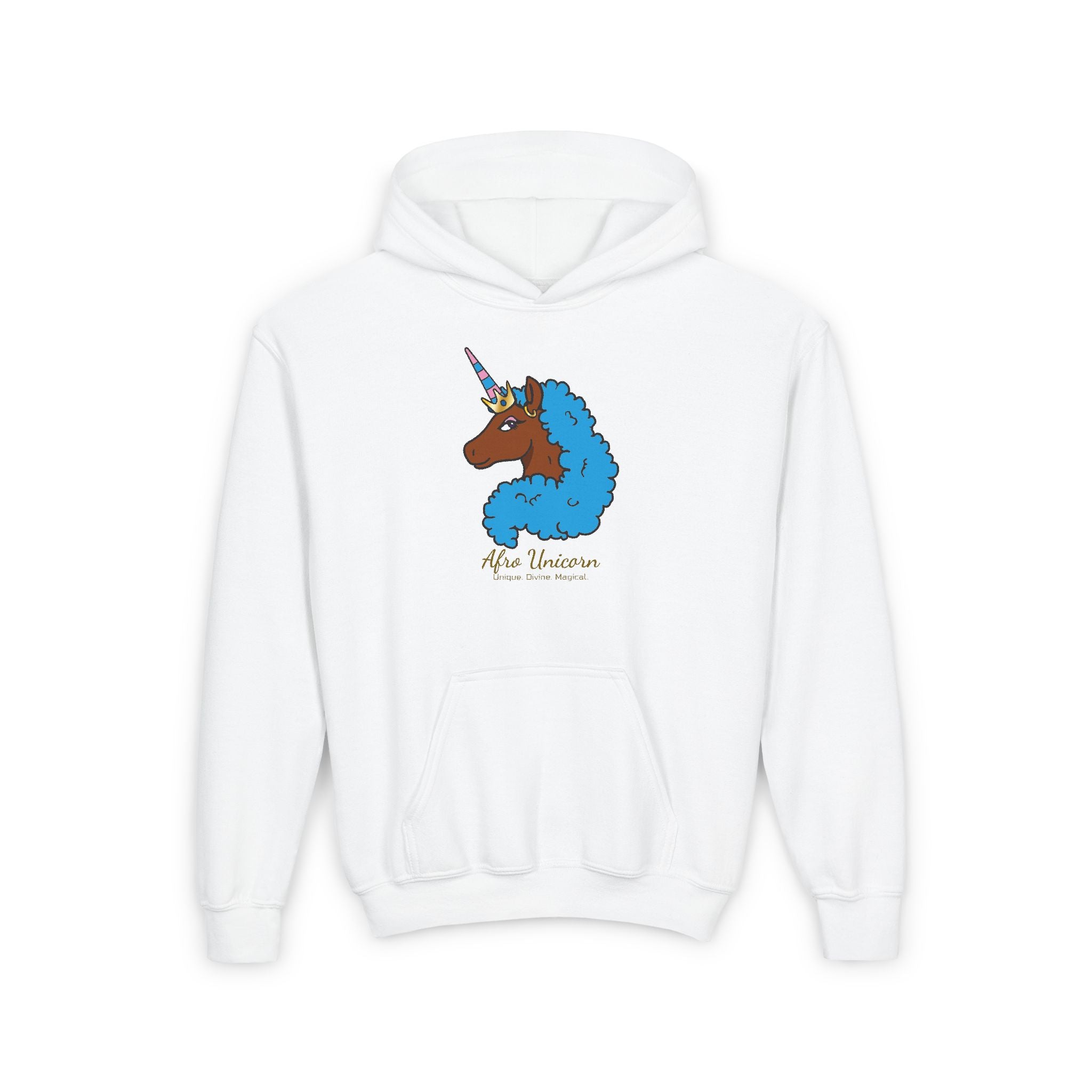 Youth - Afro Unicorn Pink & Blue Spring Hoodie