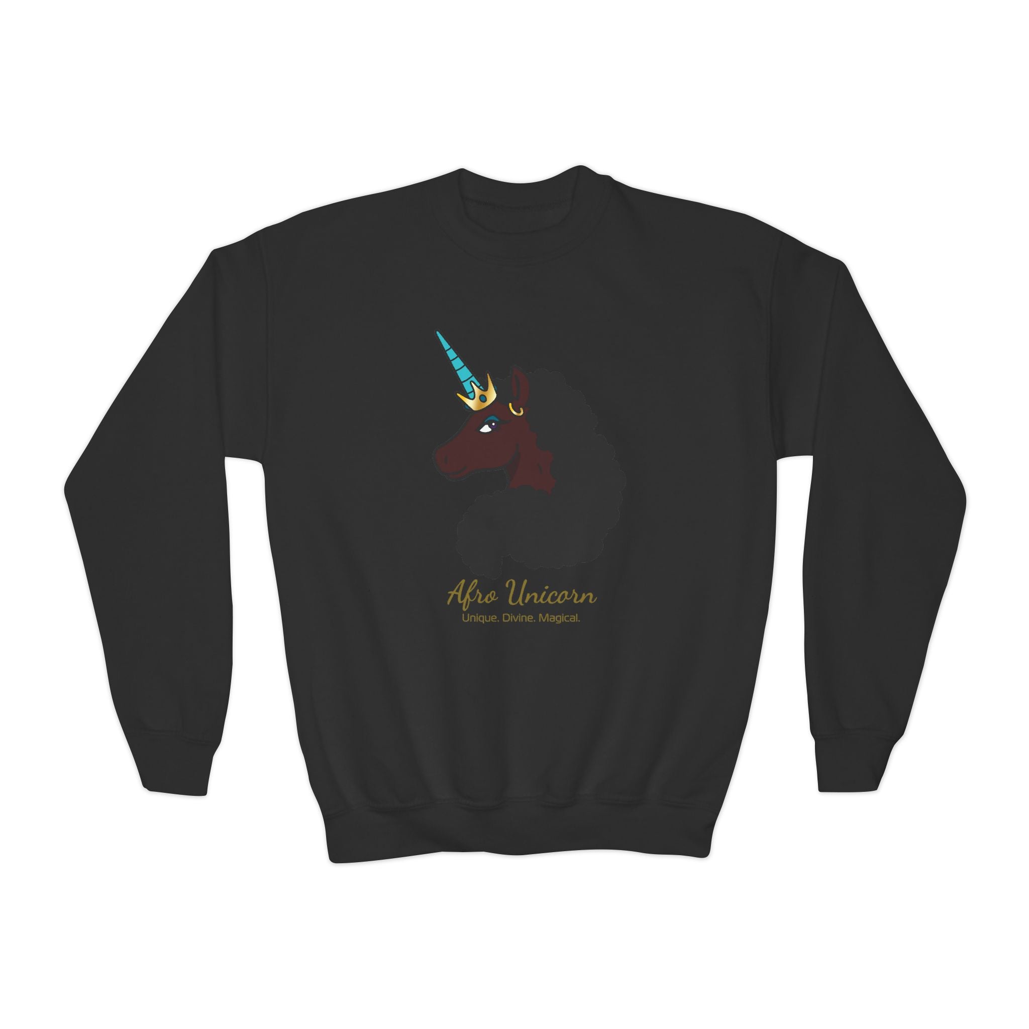 Youth Afro Unicorn Crewneck Sweatshirt - Magical