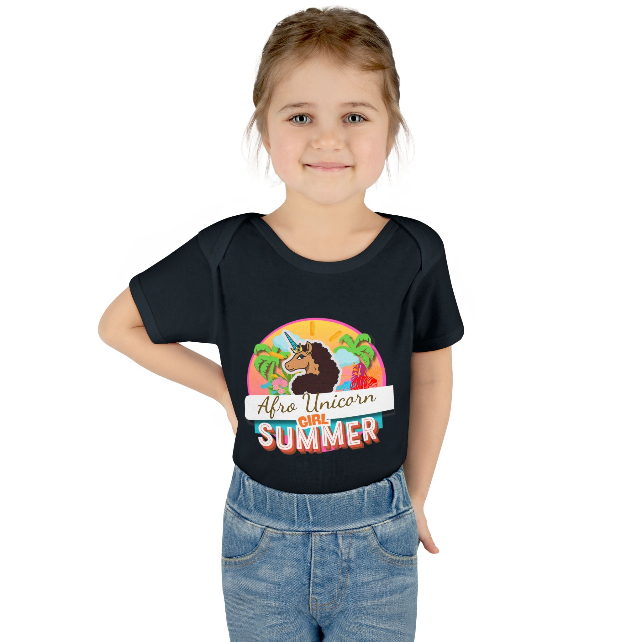 Infant Onesie Afro Unicorn Girl Summer Onesie
