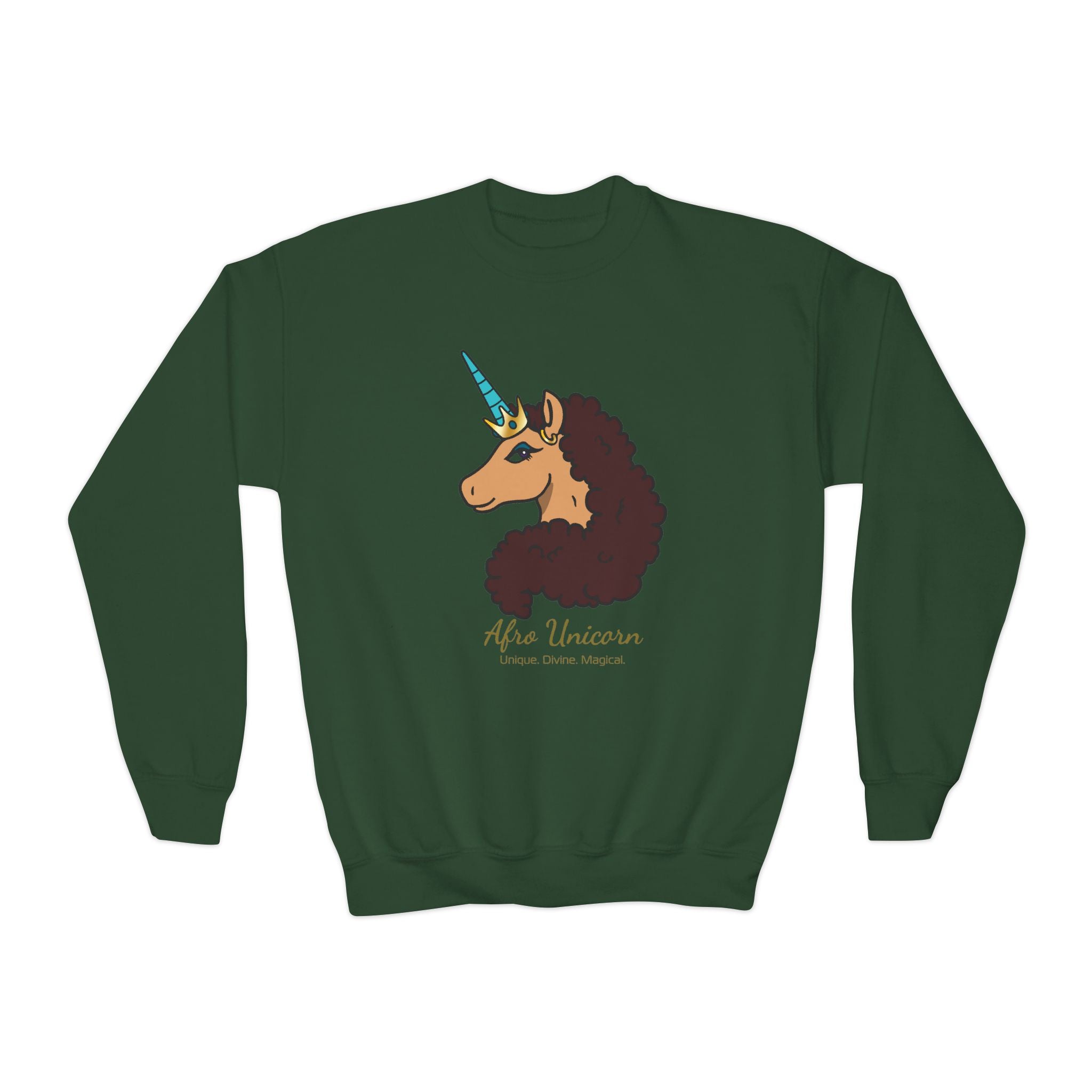 Youth Afro Unicorn Crewneck Sweatshirt - Divine