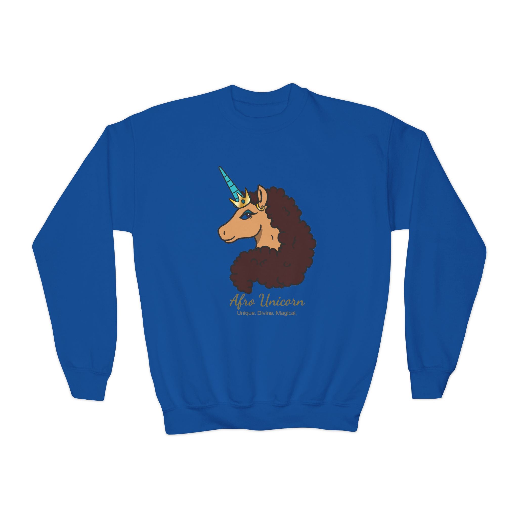 Youth Afro Unicorn Crewneck Sweatshirt - Divine