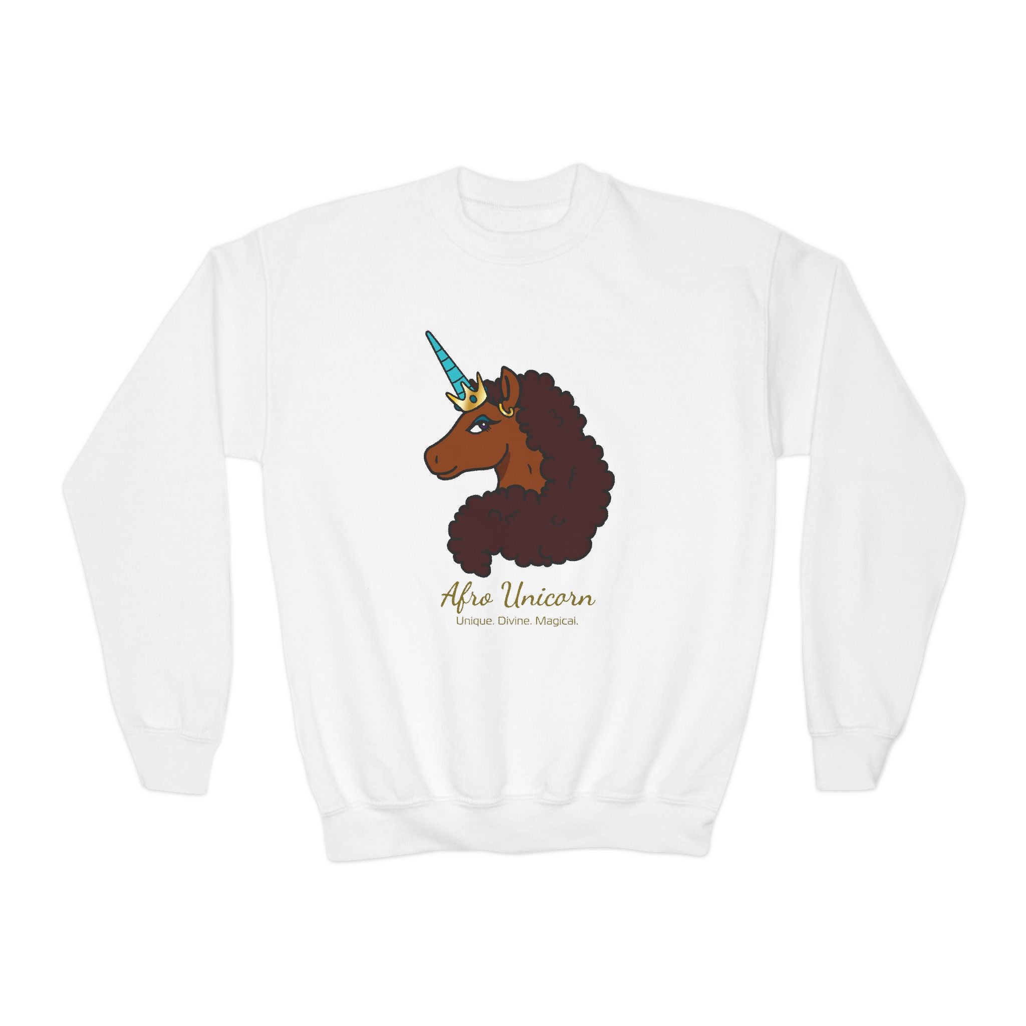 Youth Afro Unicorn Crewneck Sweatshirt - Unique
