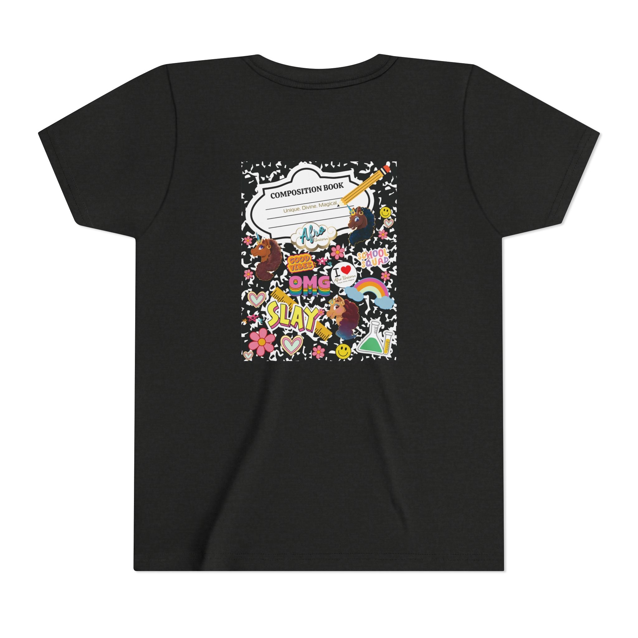 Youth Tee - Afro Unicorn Composition Back Design