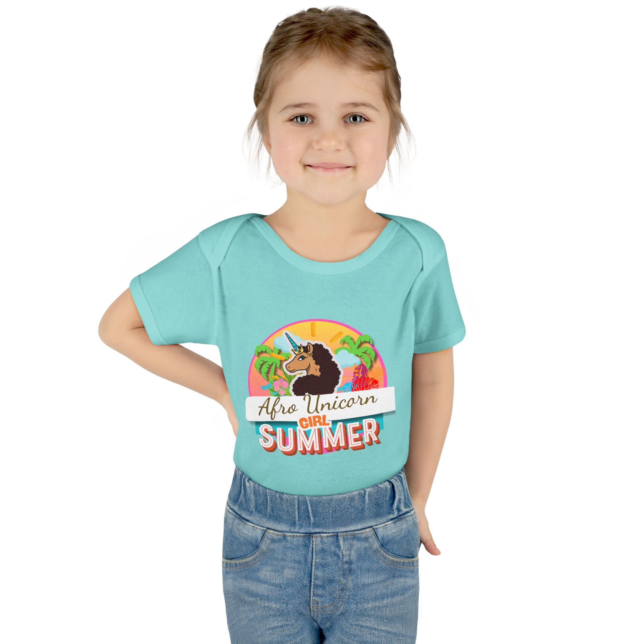 Infant Onesie Afro Unicorn Girl Summer Onesie