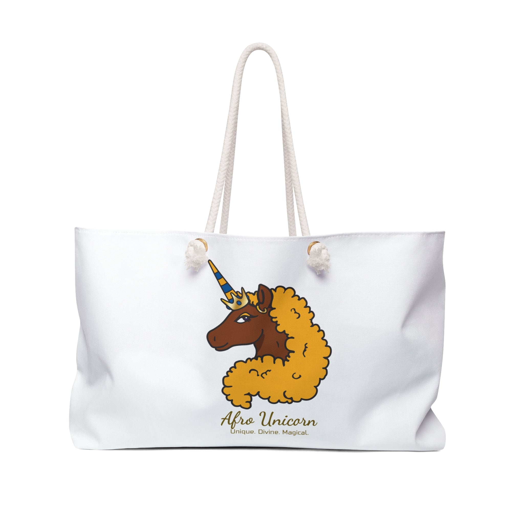 Afro Unicorn Weekender Bag - Royal Blue & Gold