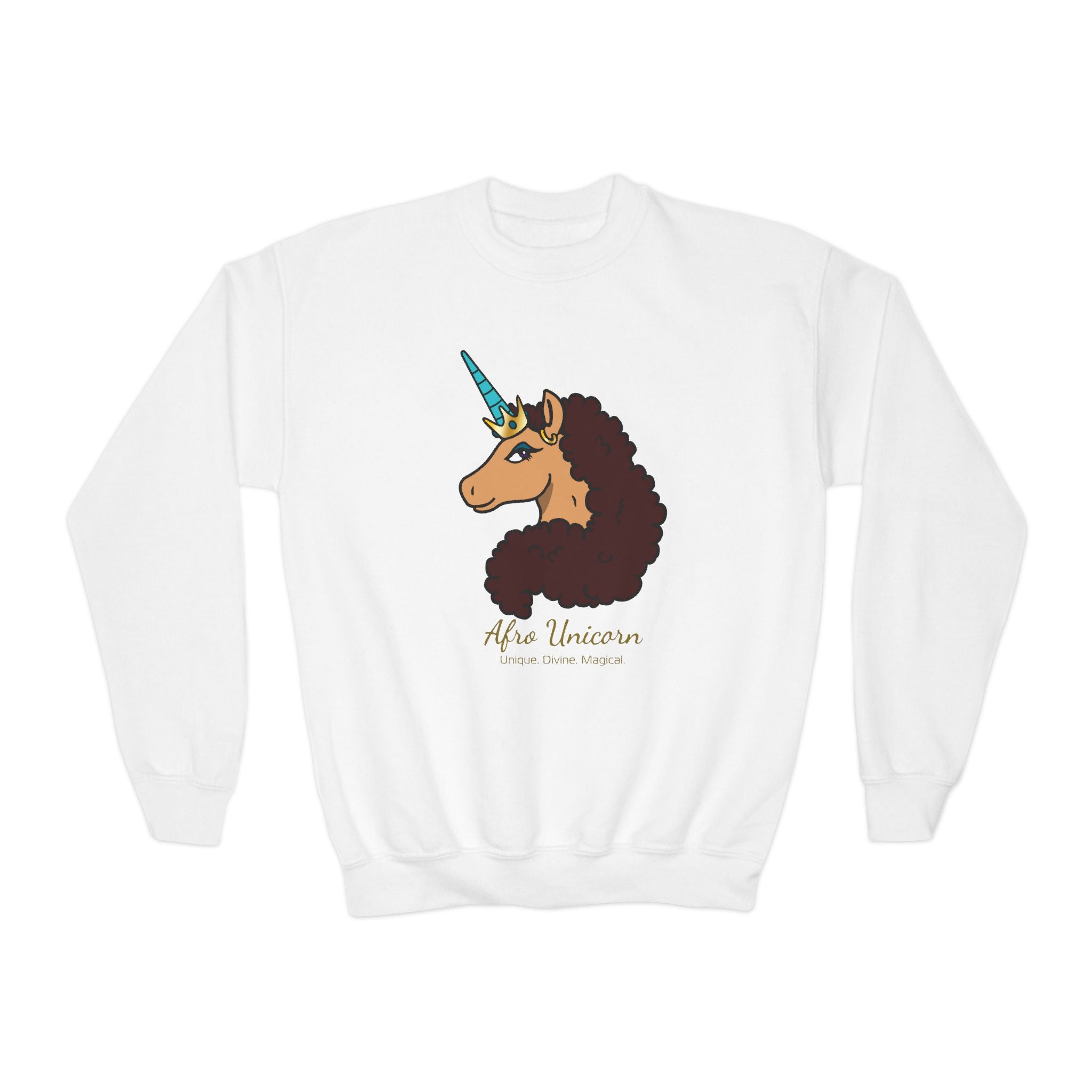 Youth Afro Unicorn Crewneck Sweatshirt - Divine