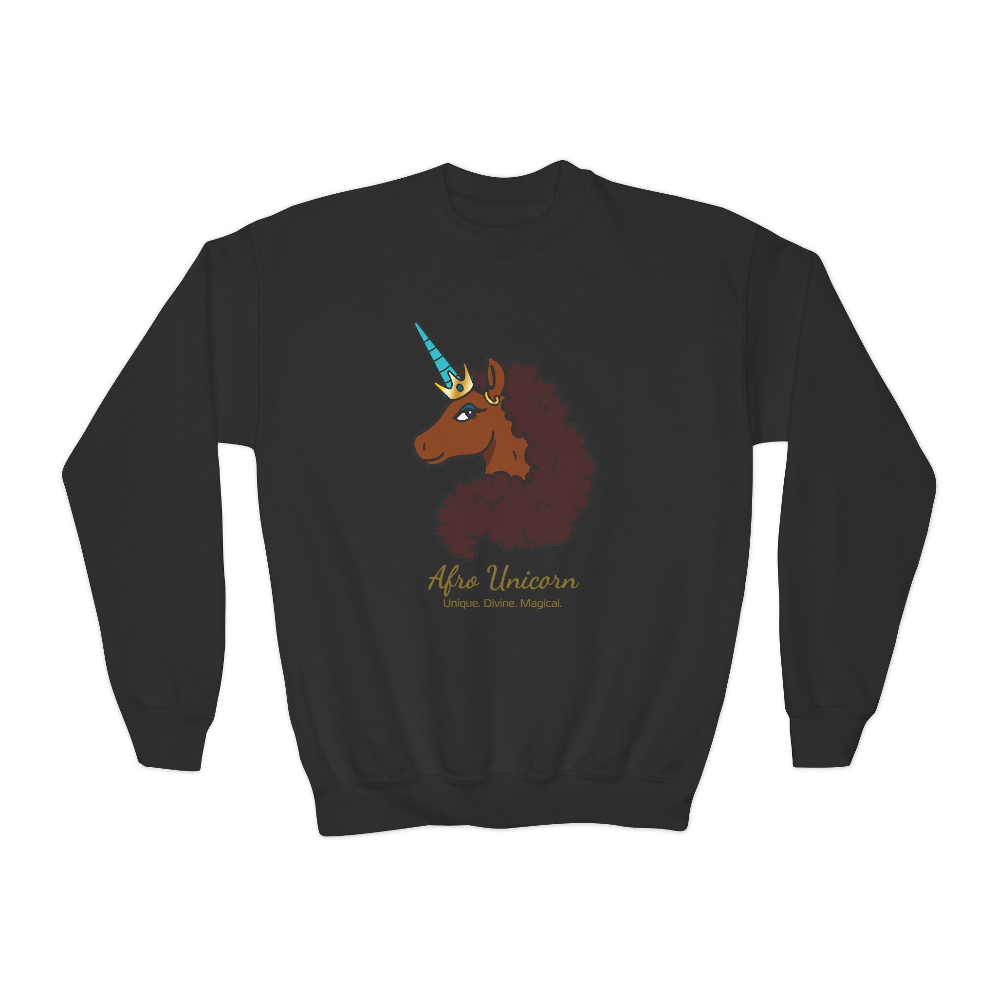 Youth Afro Unicorn Crewneck Sweatshirt - Unique