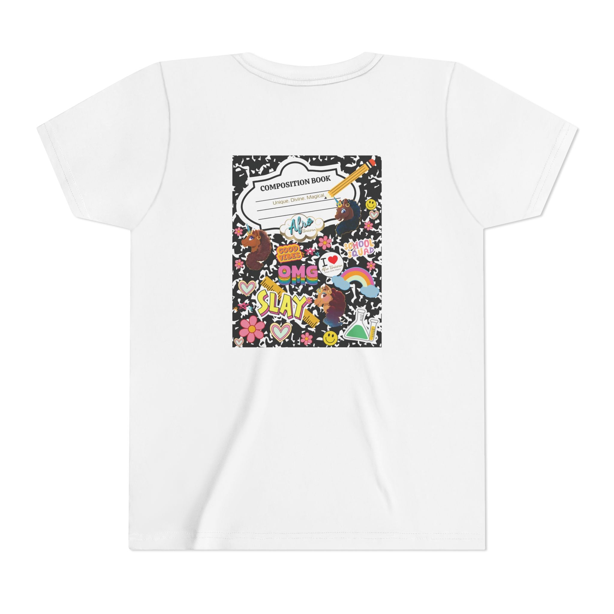 Youth Tee - Afro Unicorn Composition Back Design