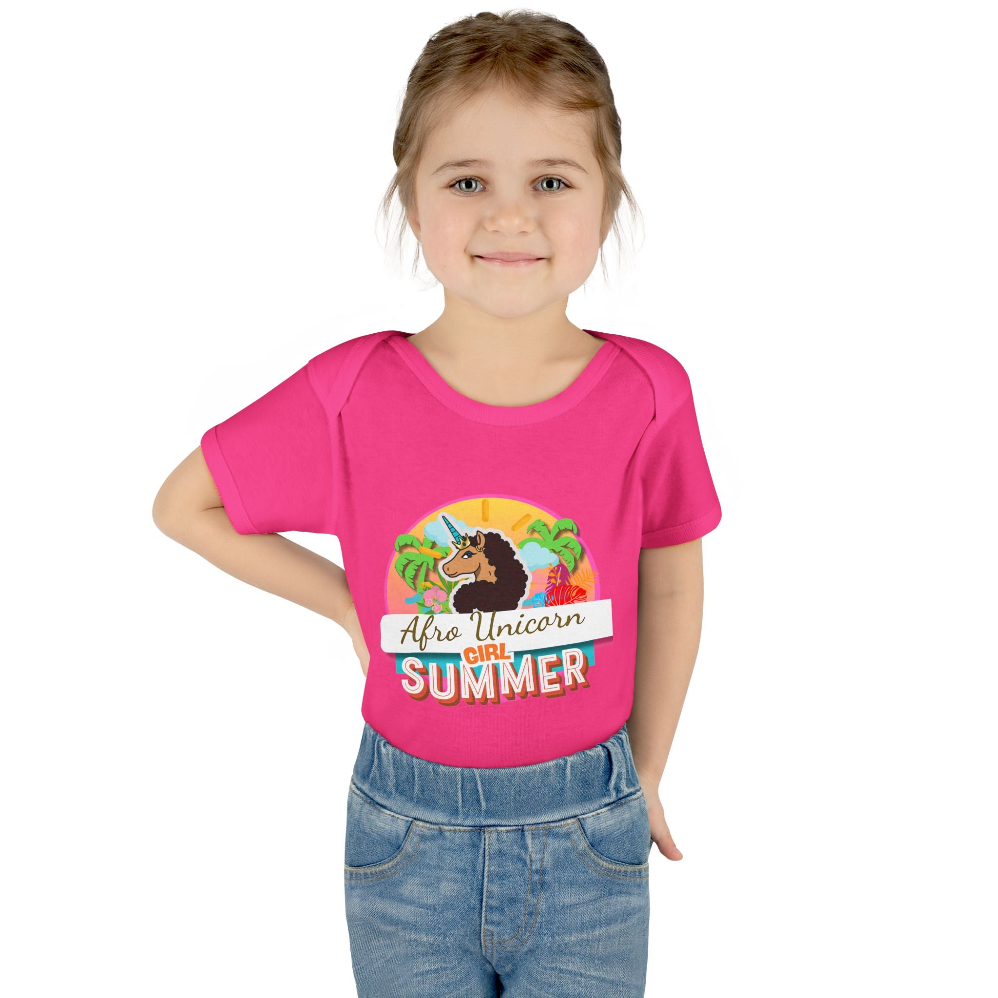 Infant Onesie Afro Unicorn Girl Summer Onesie