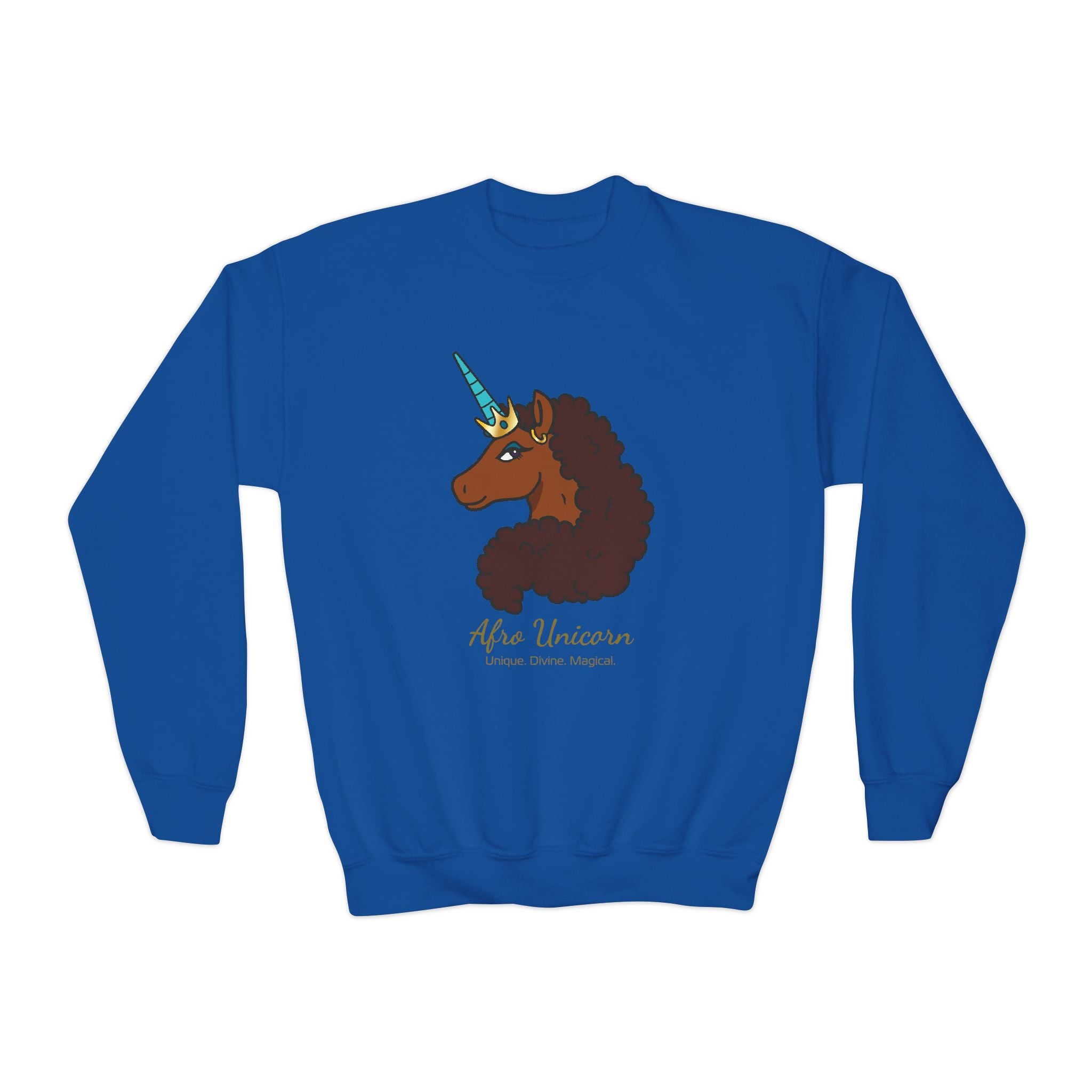 Youth Afro Unicorn Crewneck Sweatshirt - Unique