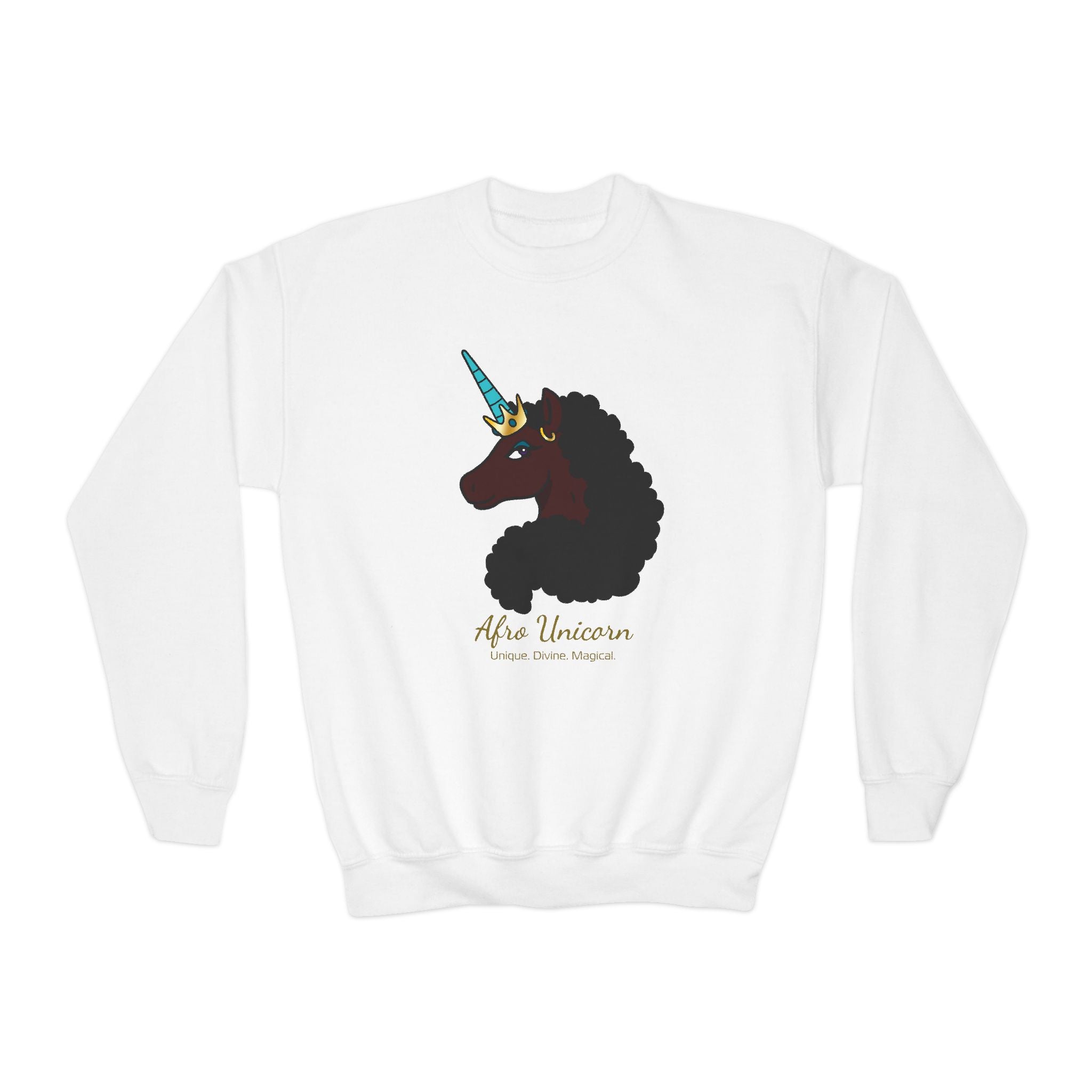 Youth Afro Unicorn Crewneck Sweatshirt - Magical