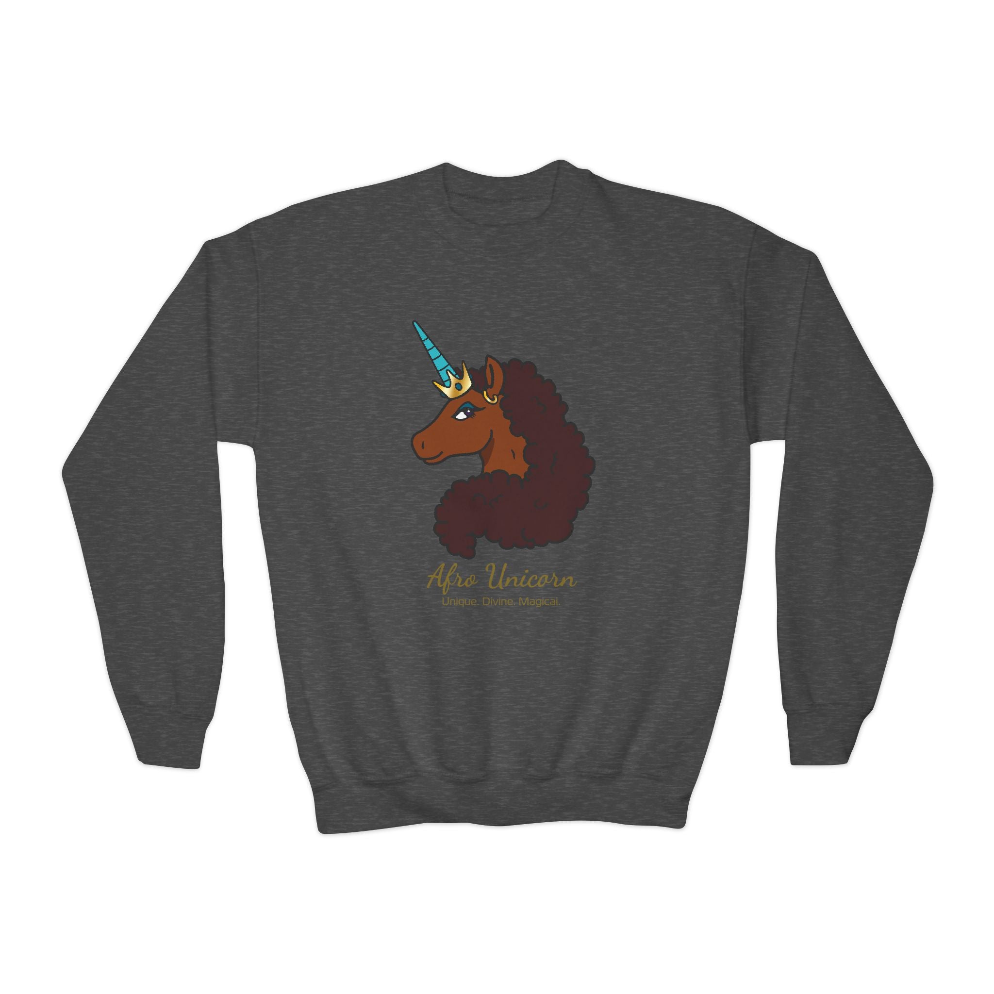 Youth Afro Unicorn Crewneck Sweatshirt - Unique