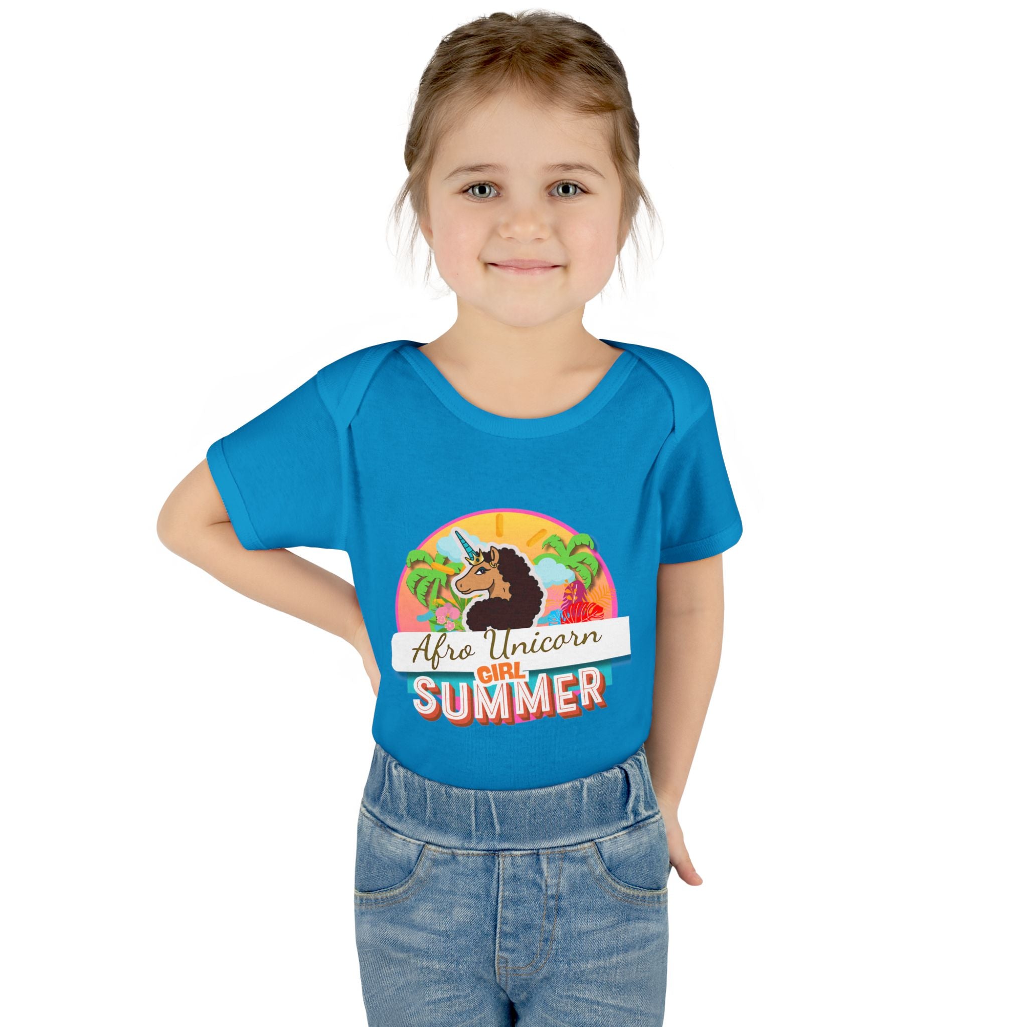 Infant Onesie Afro Unicorn Girl Summer Onesie