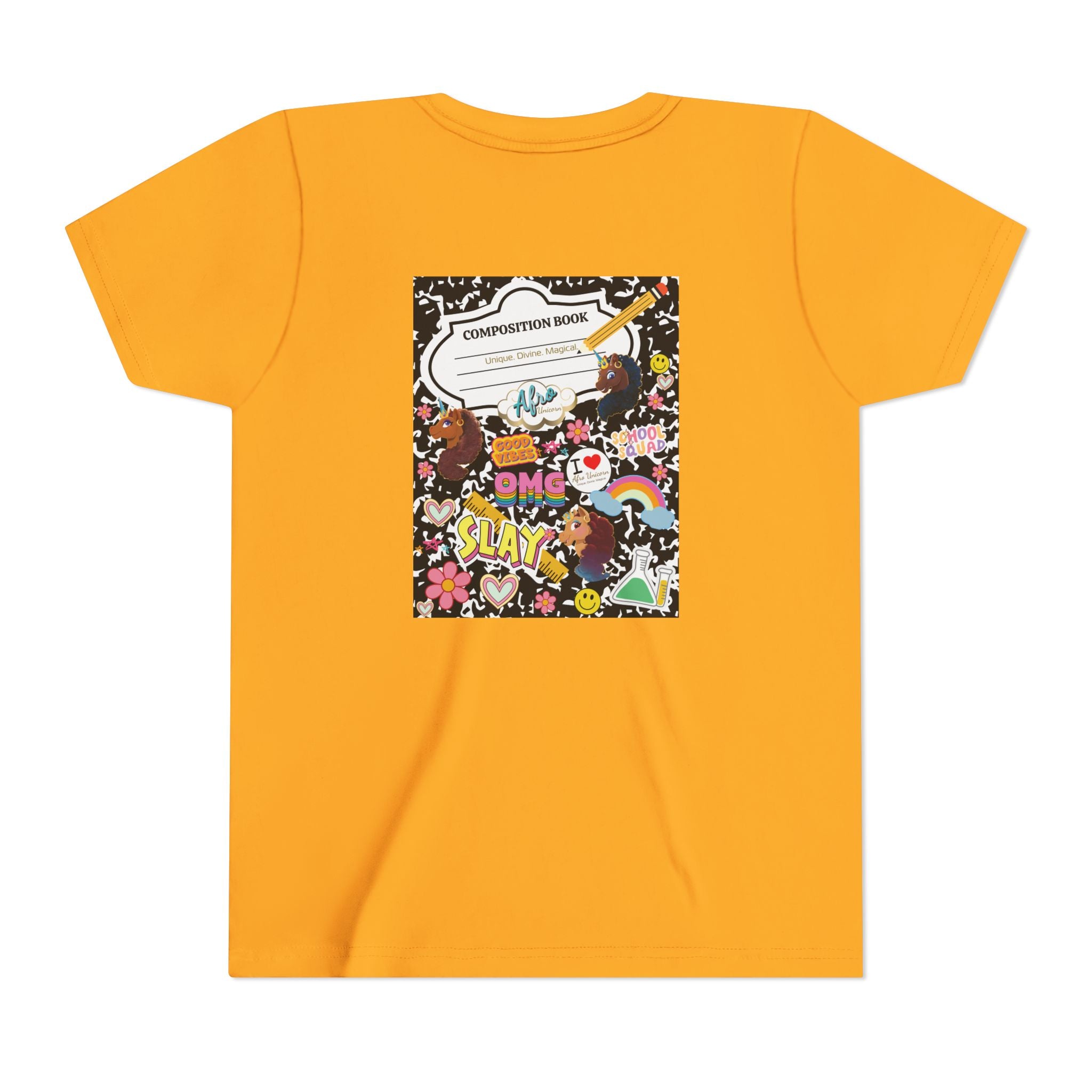 Youth Tee - Afro Unicorn Composition Back Design