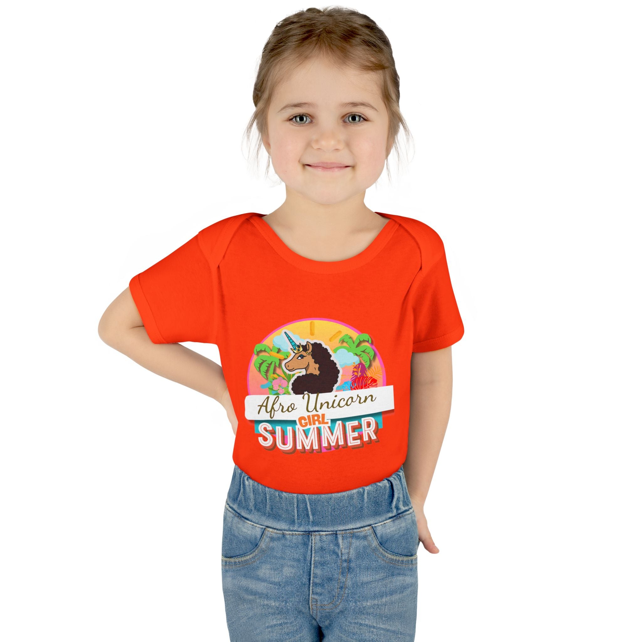 Infant Onesie Afro Unicorn Girl Summer Onesie