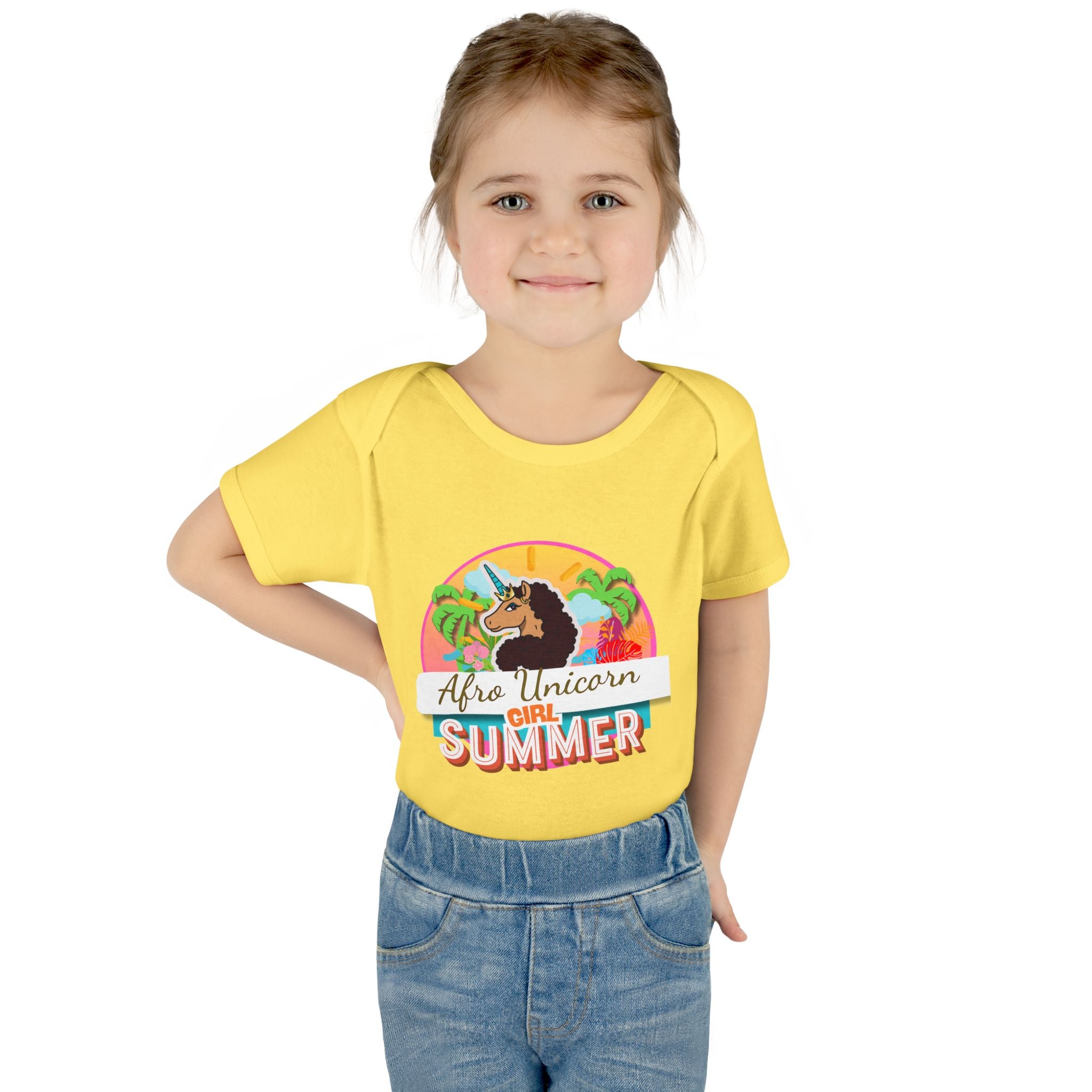 Infant Onesie Afro Unicorn Girl Summer Onesie