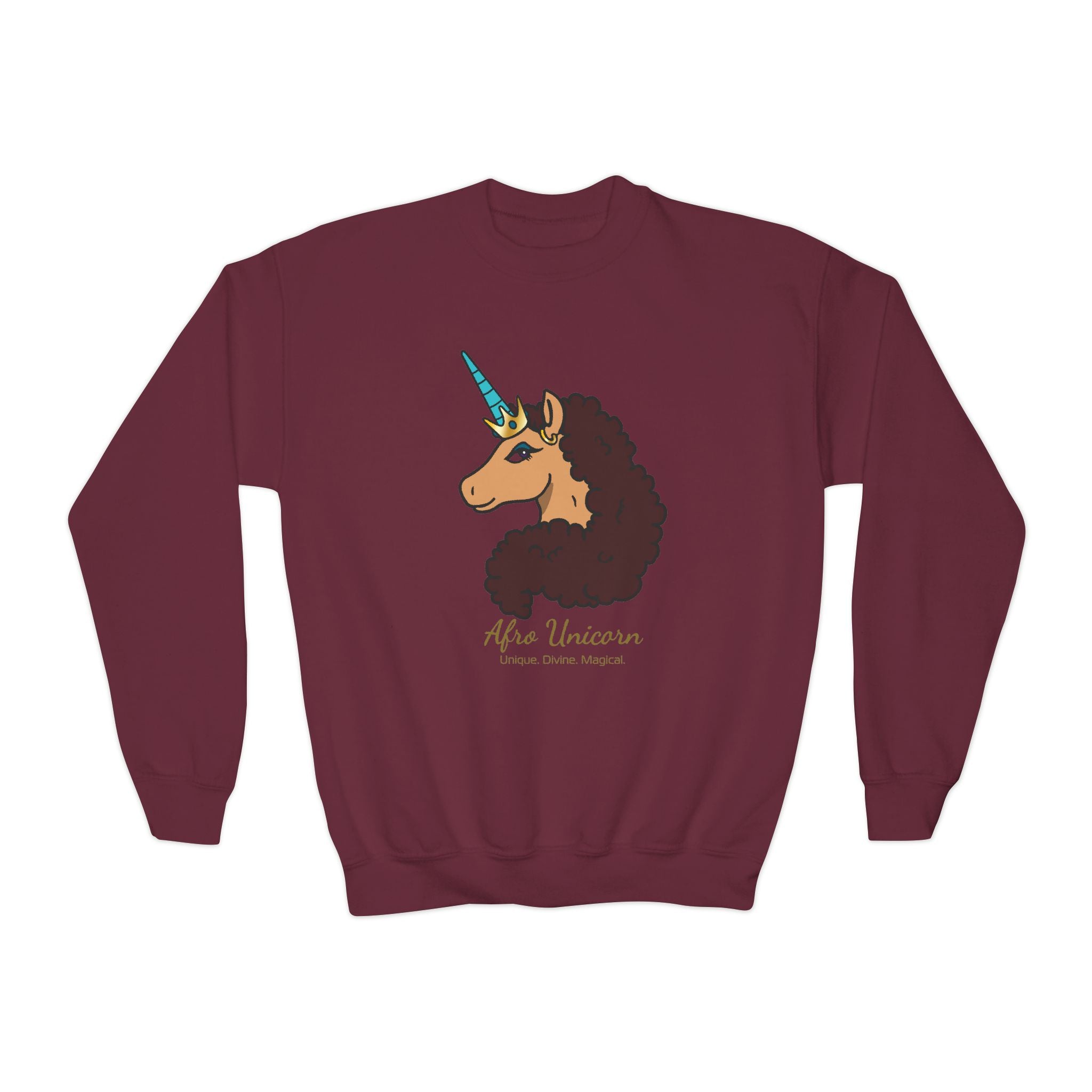 Youth Afro Unicorn Crewneck Sweatshirt - Divine