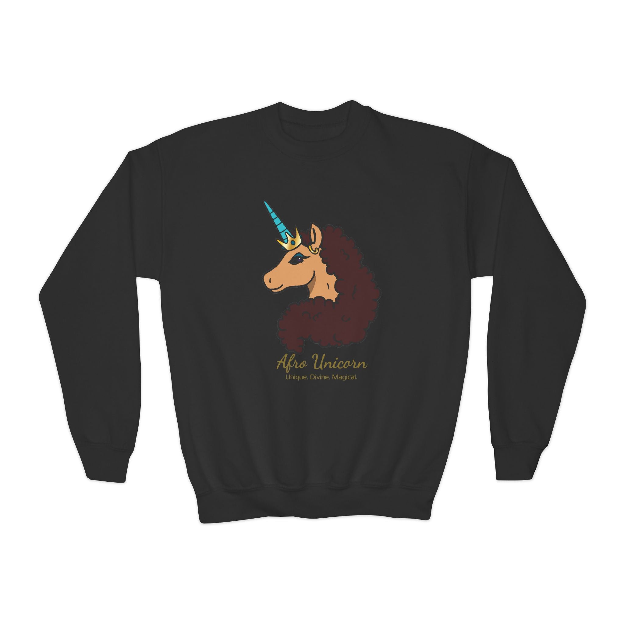 Youth Afro Unicorn Crewneck Sweatshirt - Divine