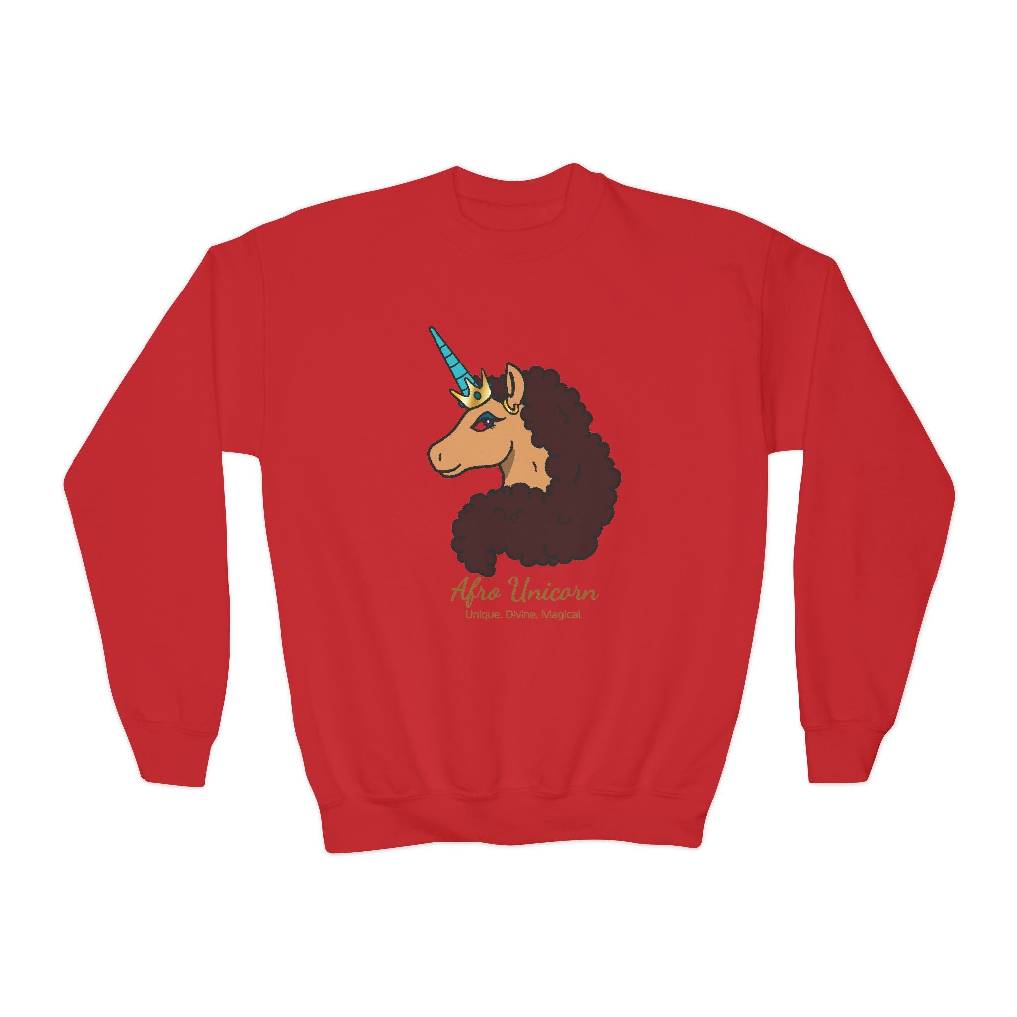 Youth Afro Unicorn Crewneck Sweatshirt - Divine