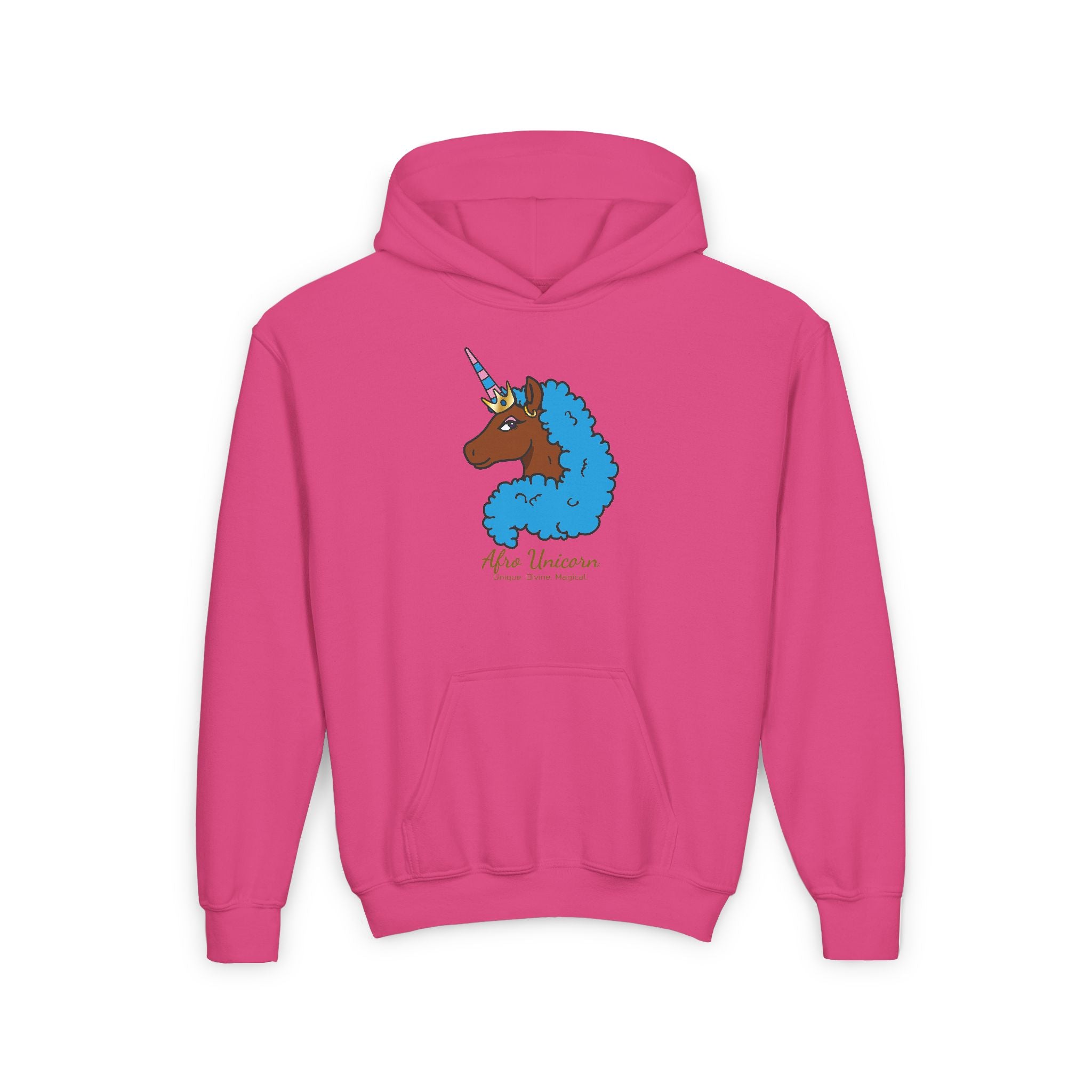 Youth - Afro Unicorn Pink & Blue Spring Hoodie