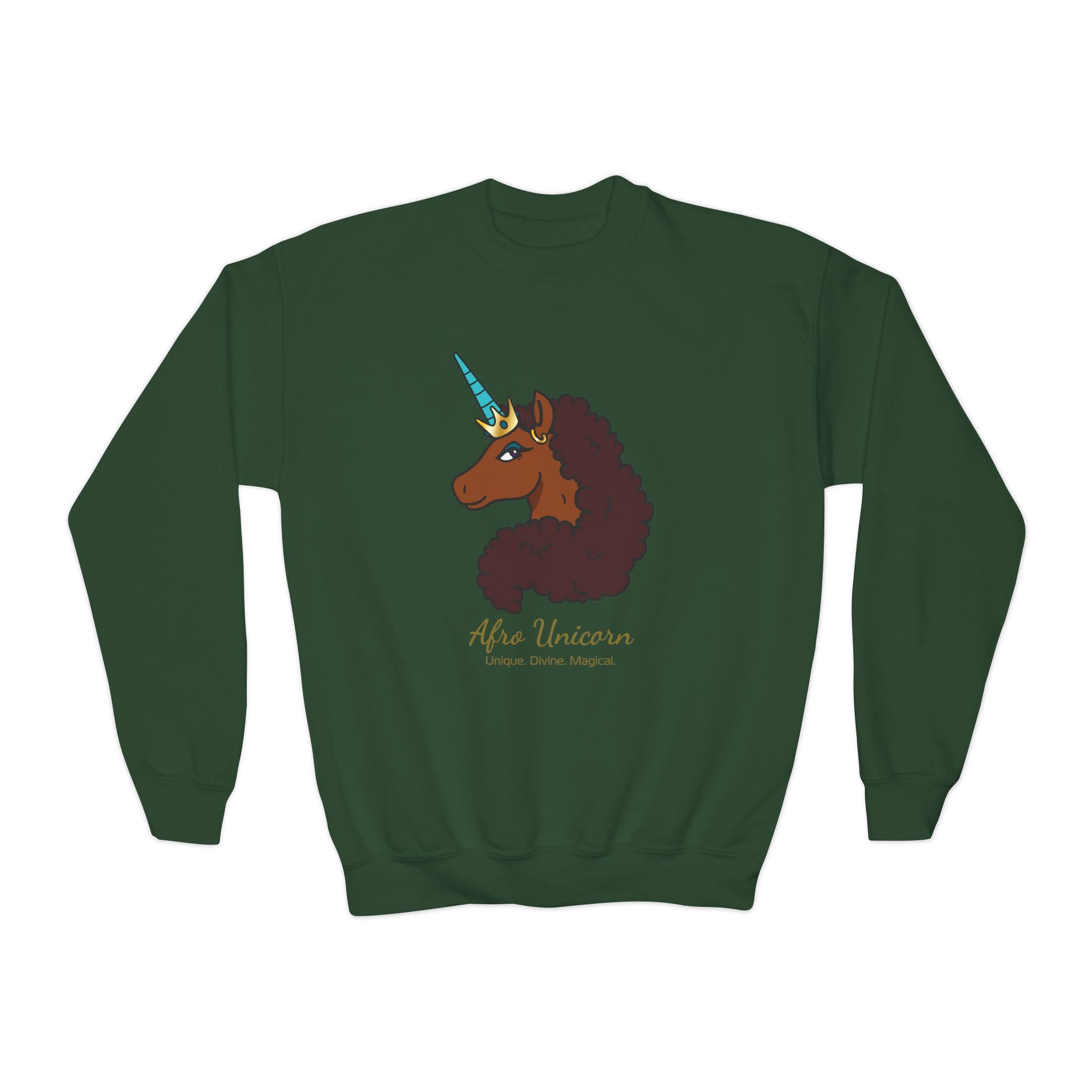 Youth Afro Unicorn Crewneck Sweatshirt - Unique