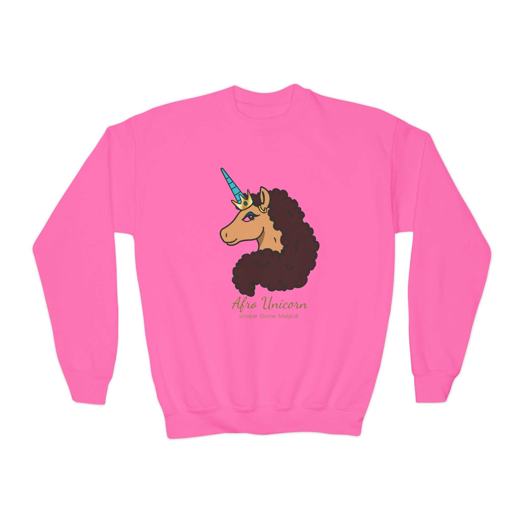 Youth Afro Unicorn Crewneck Sweatshirt - Divine