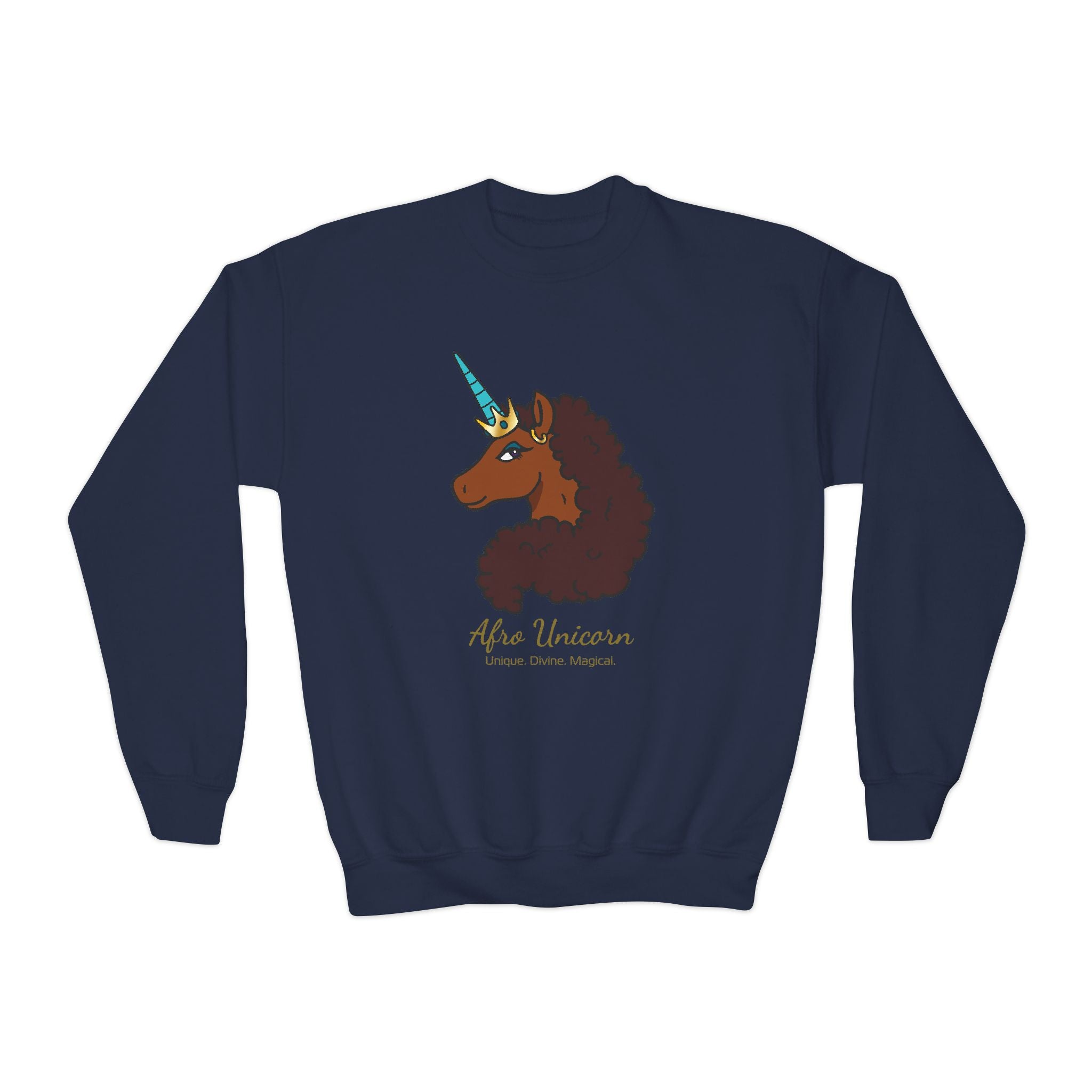 Youth Afro Unicorn Crewneck Sweatshirt - Unique