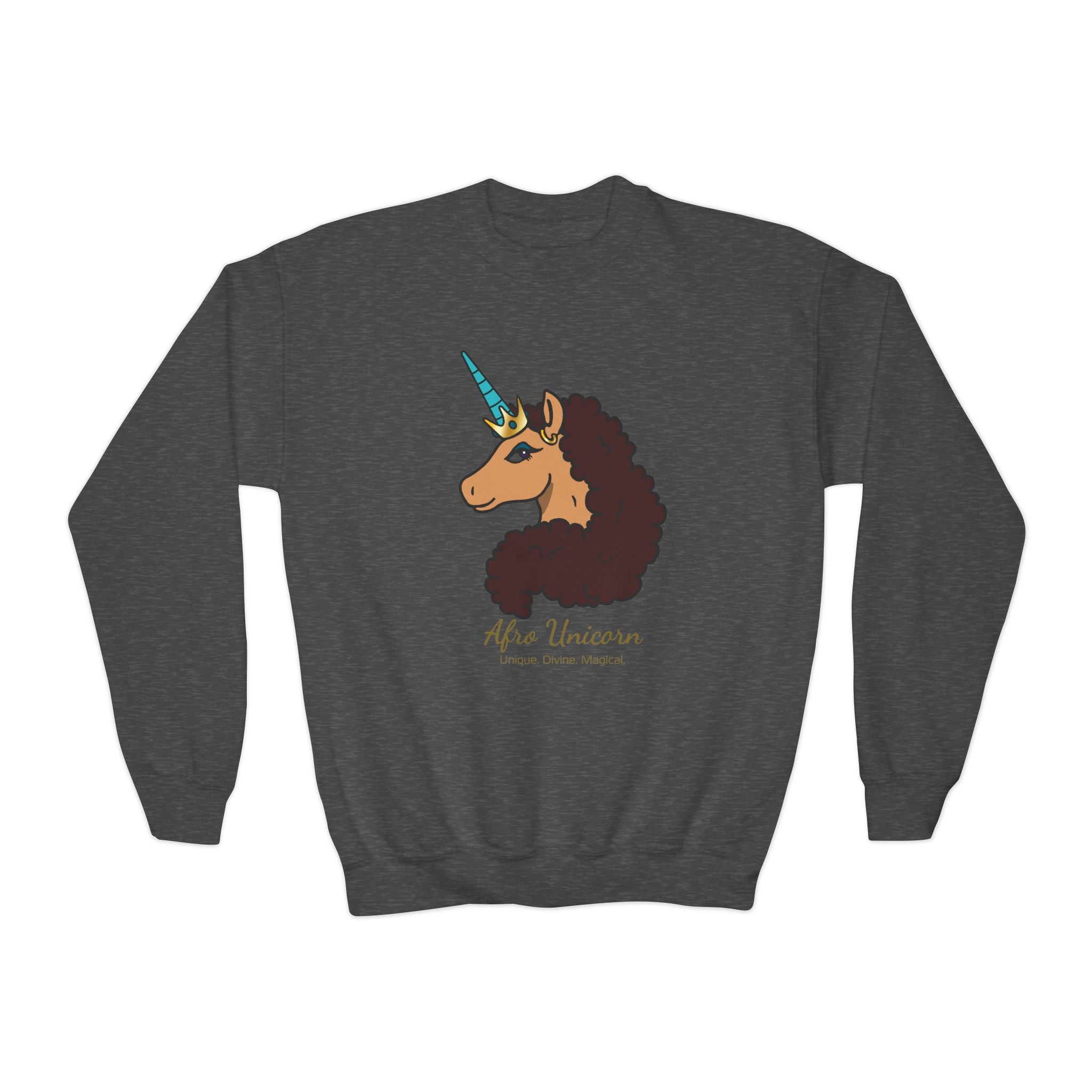 Youth Afro Unicorn Crewneck Sweatshirt - Divine