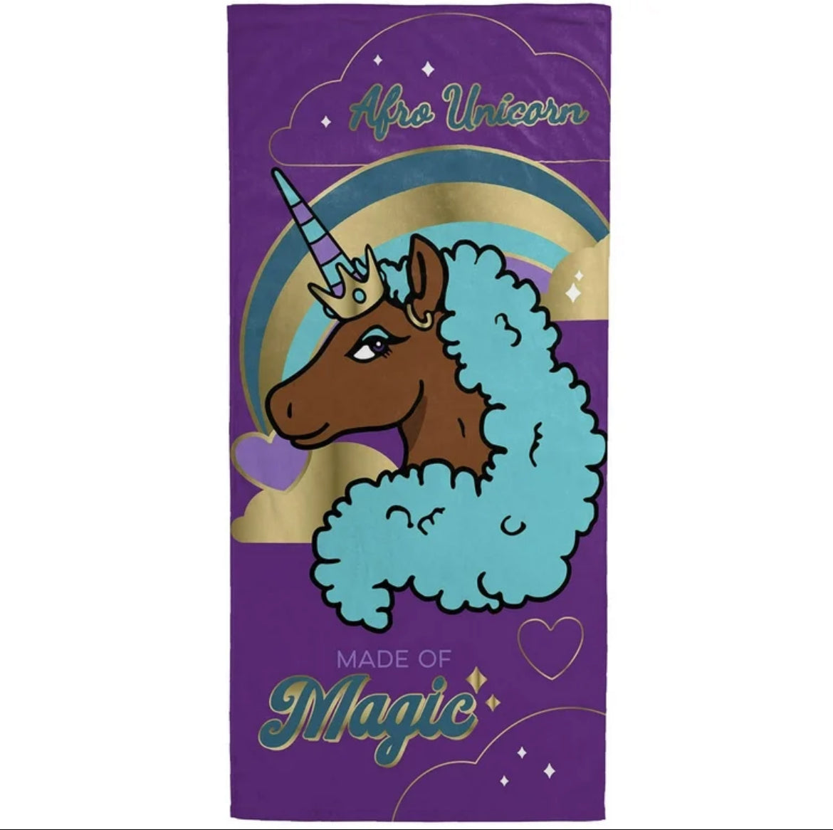 Afro Unicorn Magic Beach Towel