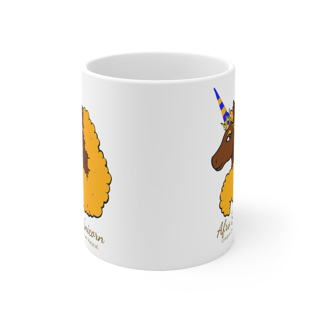 Afro Unicorn Royal Blue & Gold Mug
