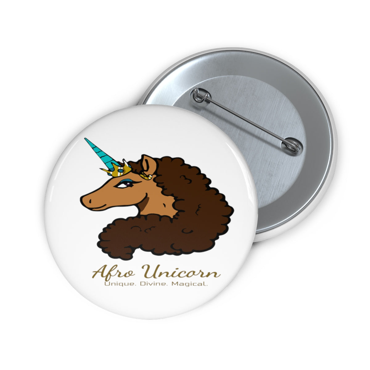 Afro Unicorn Pin Buttons - Vanilla