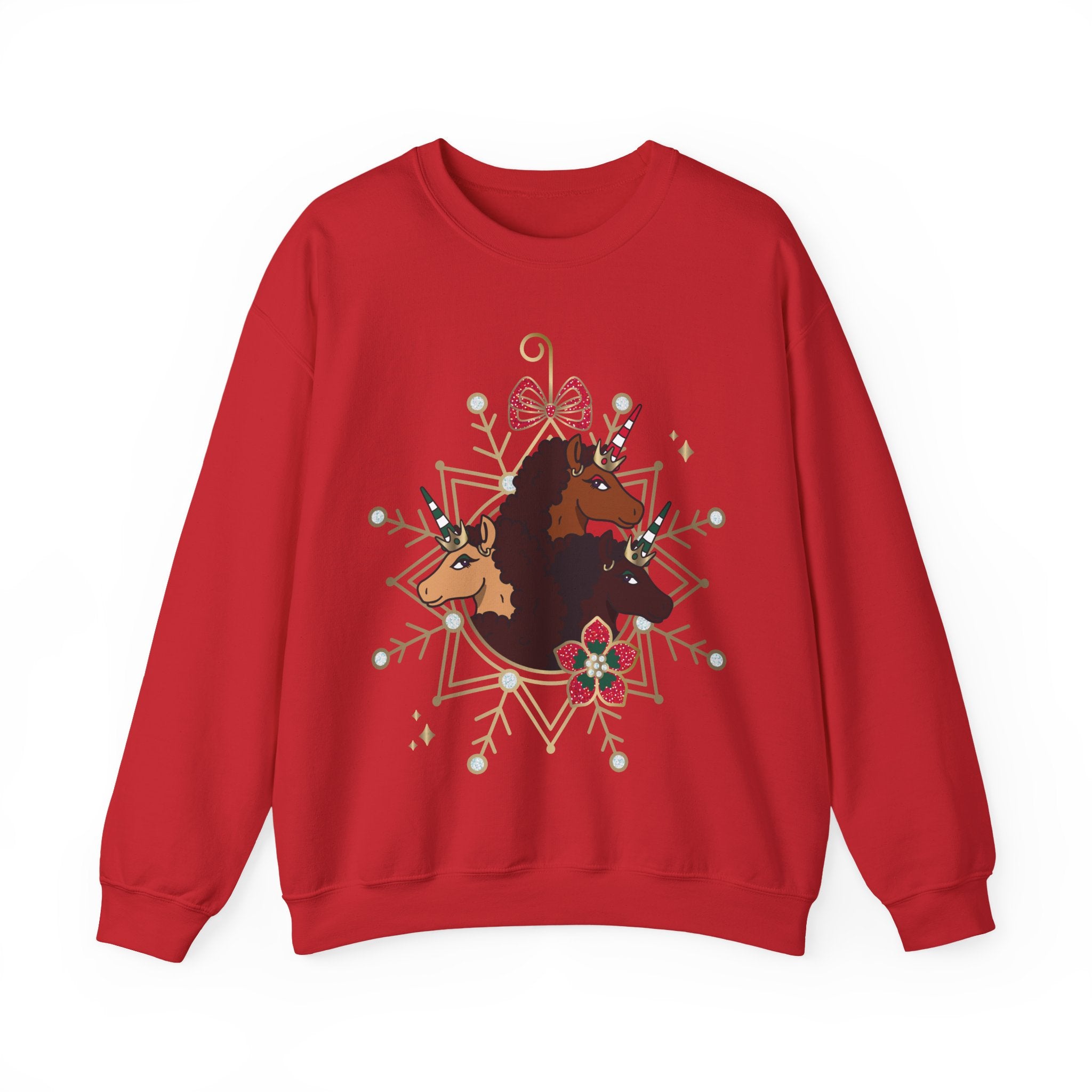 Afro Unicorn Adult Christmas Sweatshirt