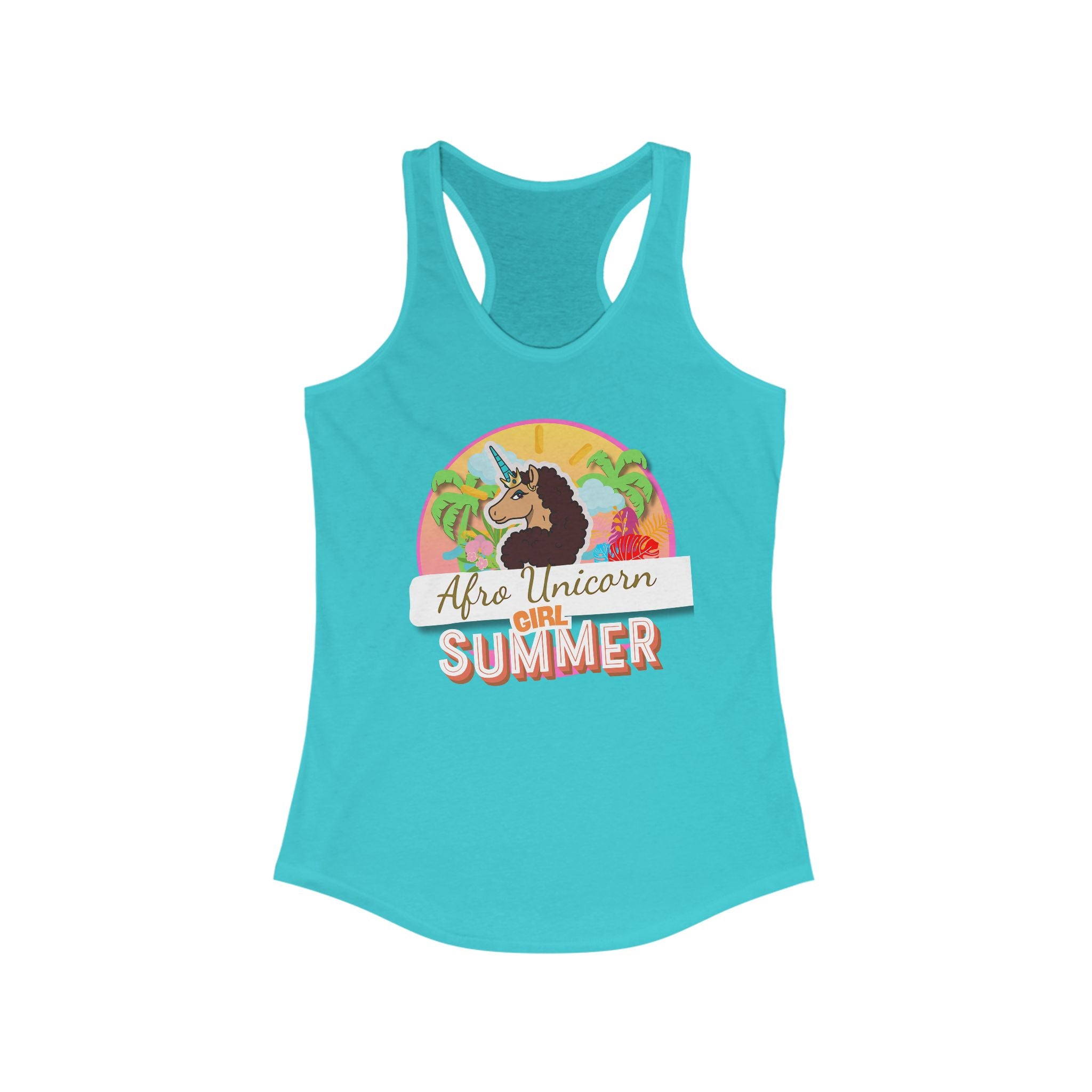 Afro Unicorn Summer Racerback Tank