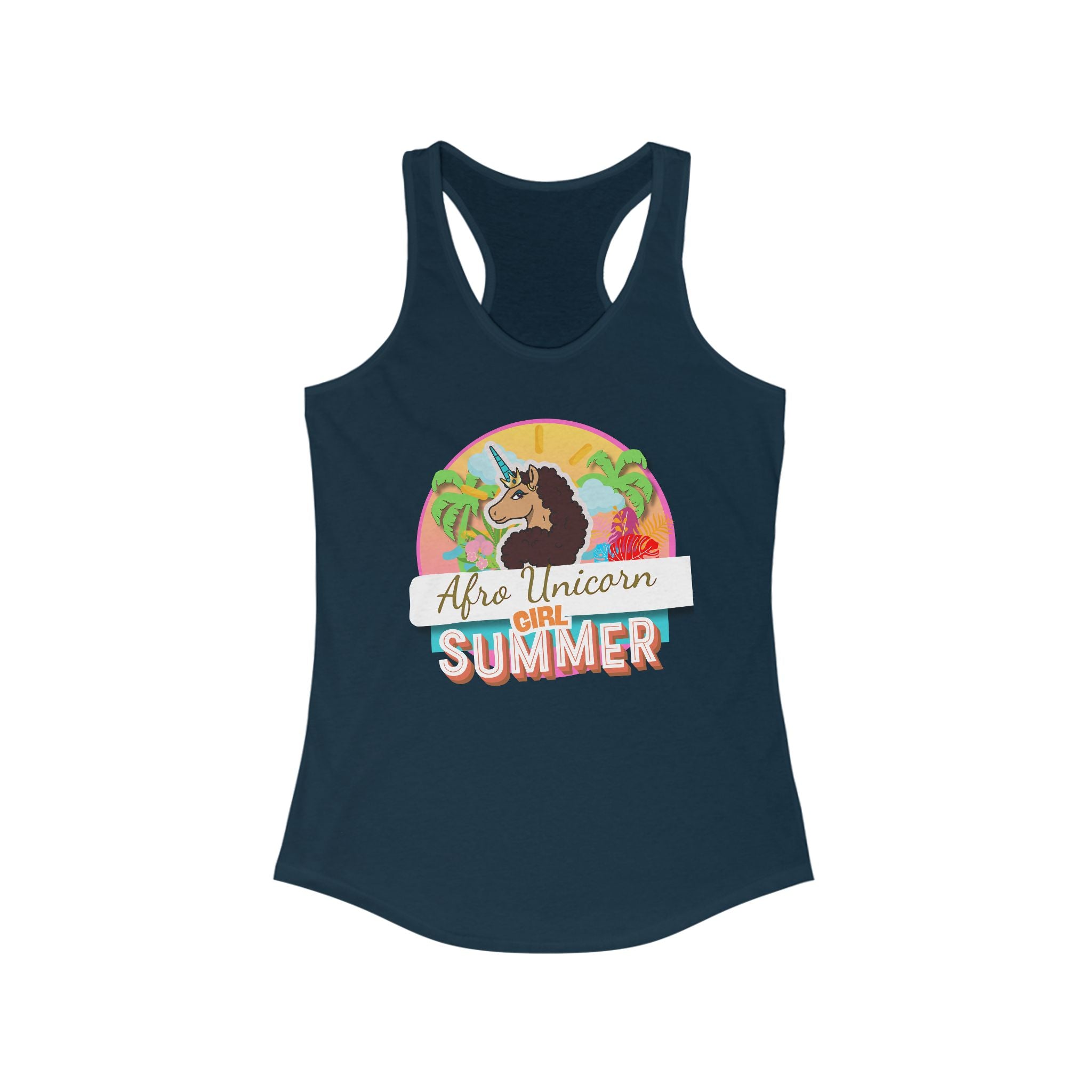Afro Unicorn Summer Racerback Tank