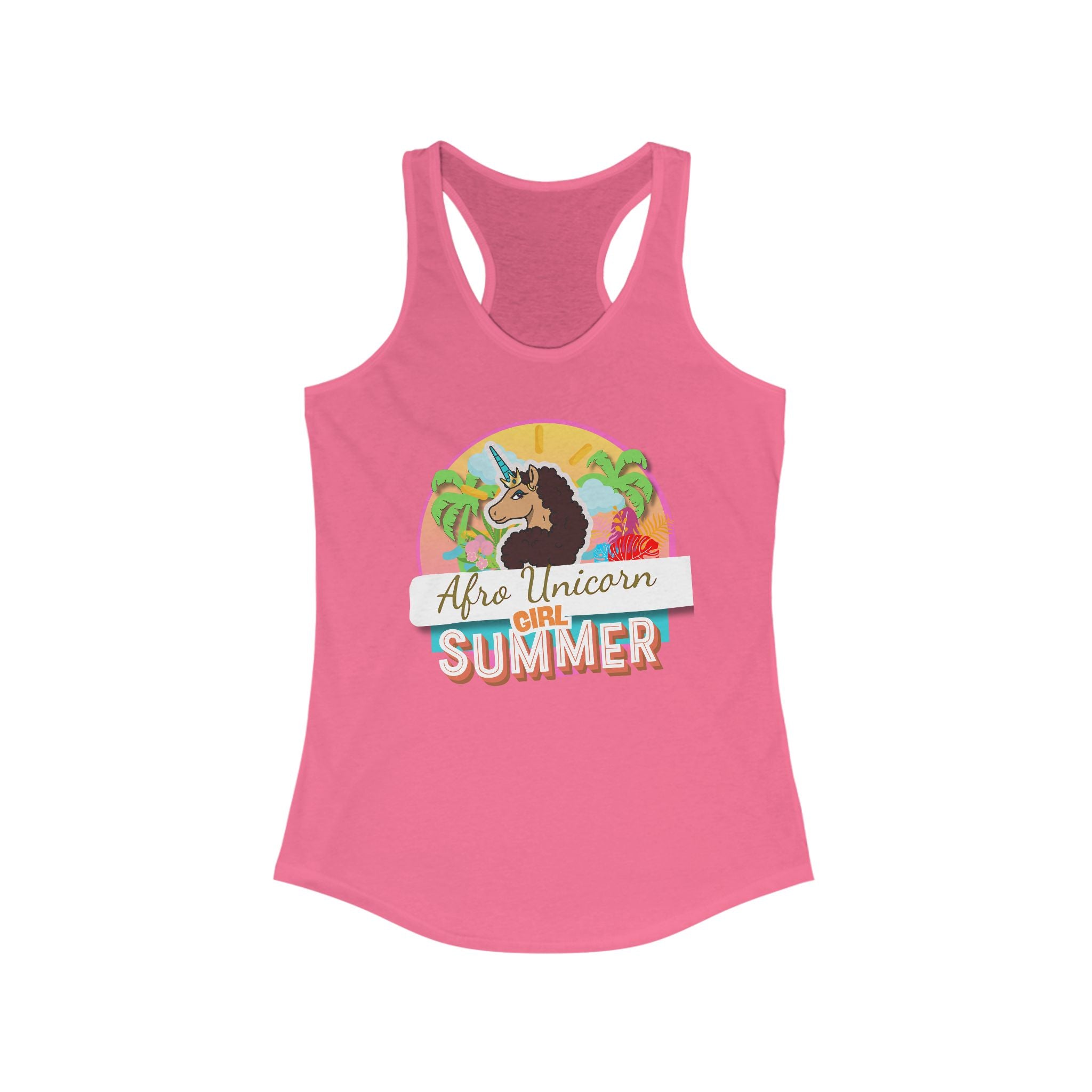Afro Unicorn Summer Racerback Tank