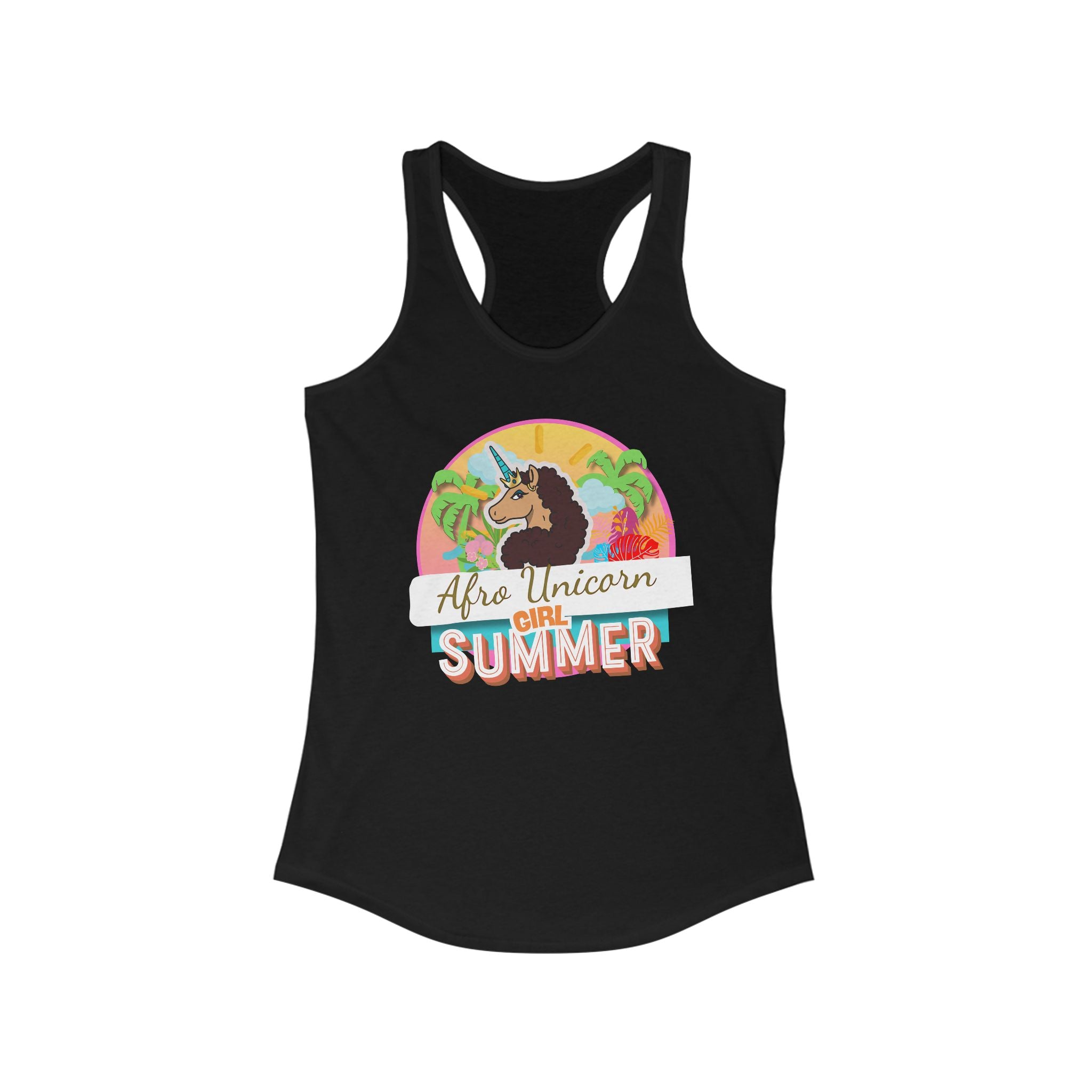 Afro Unicorn Summer Racerback Tank