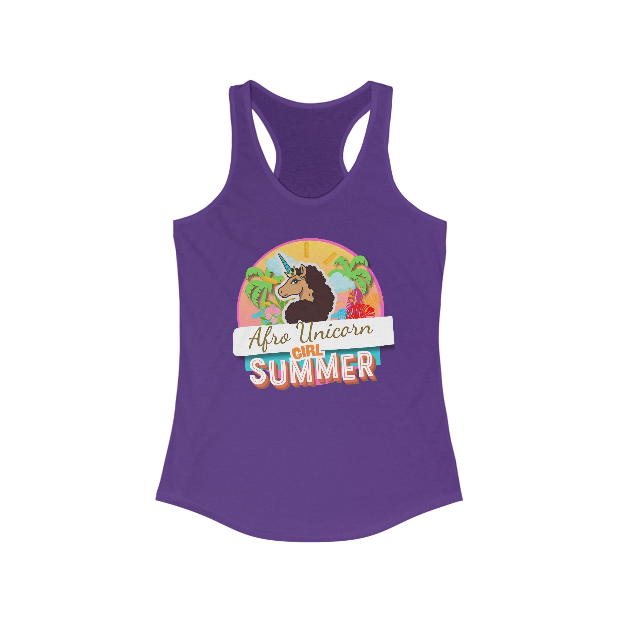 Afro Unicorn Summer Racerback Tank