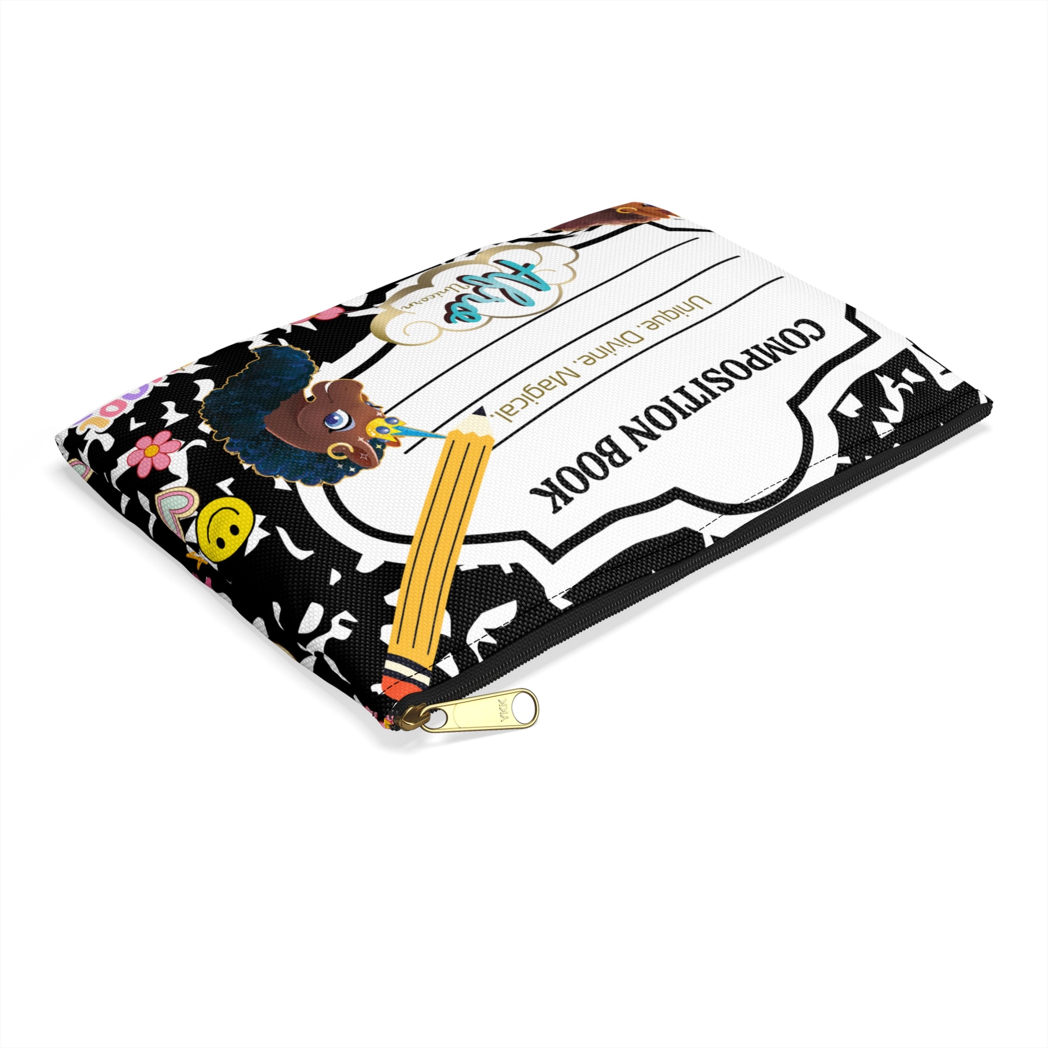 Afro Unicorn "That's Write" Accessory Pouch for School Supplies