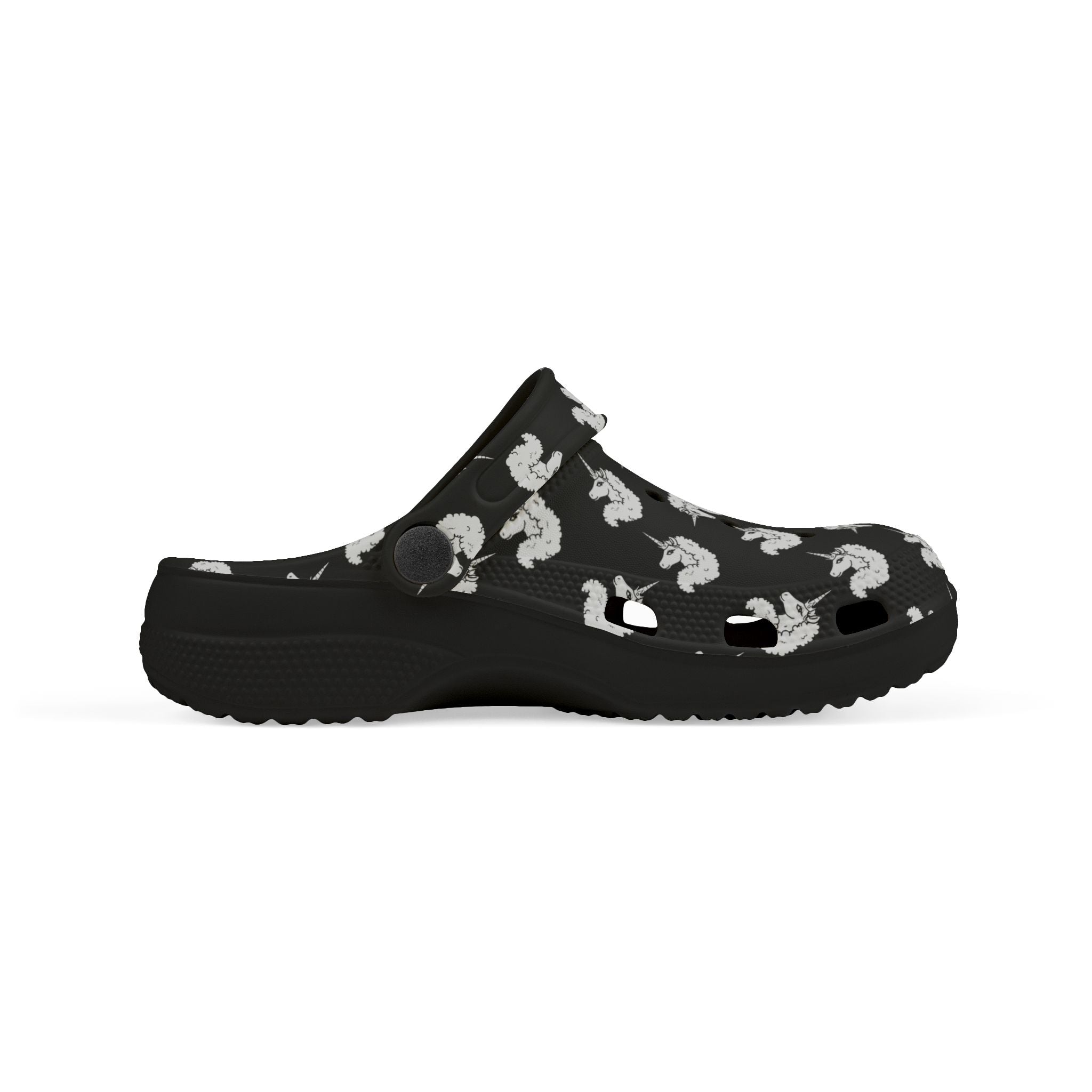 Kid's Foam Clogs - Mismatched Afro Unicorn Yellow Design