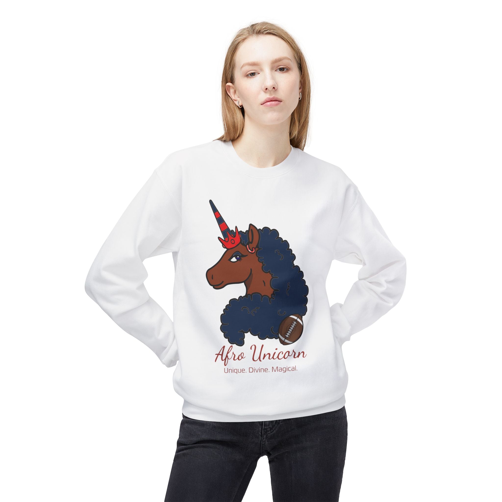 Patriots Super Bowl Afro Unicorn Sweatshirt