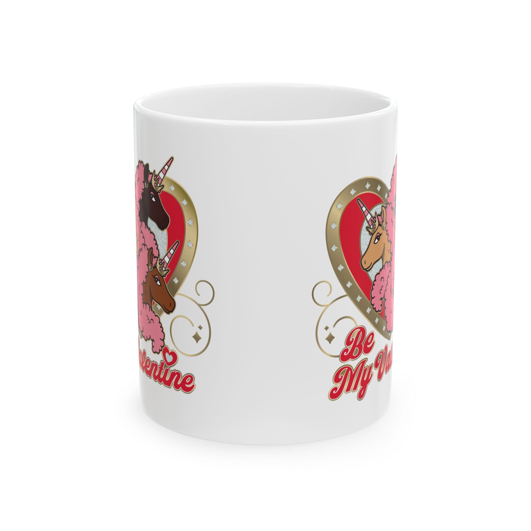 Mug - Be My Valentine Afro Unicorn Ceramic Coffee Cup, 11oz