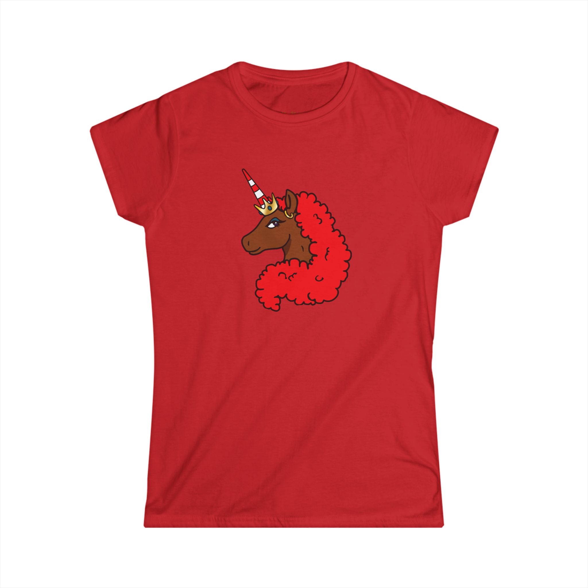 Afro Unicorn Crimson & Cream Women's Tee — Celebrate D9 Love
