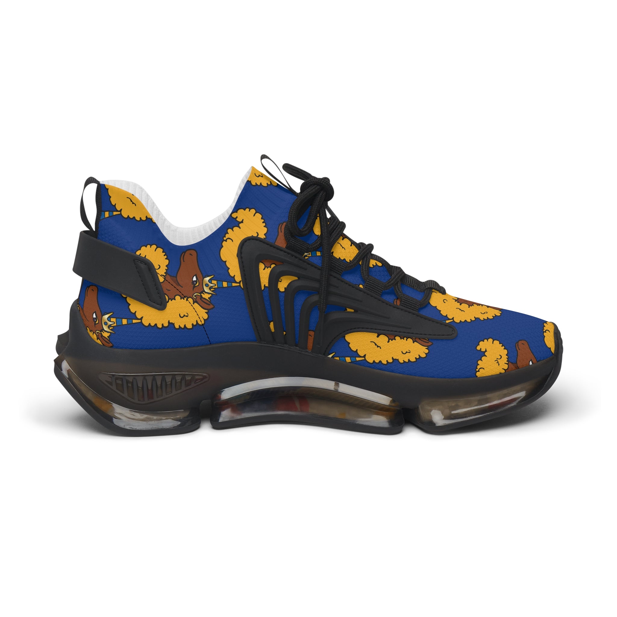 Mesh Sneakers - Blue & Gold Monogram