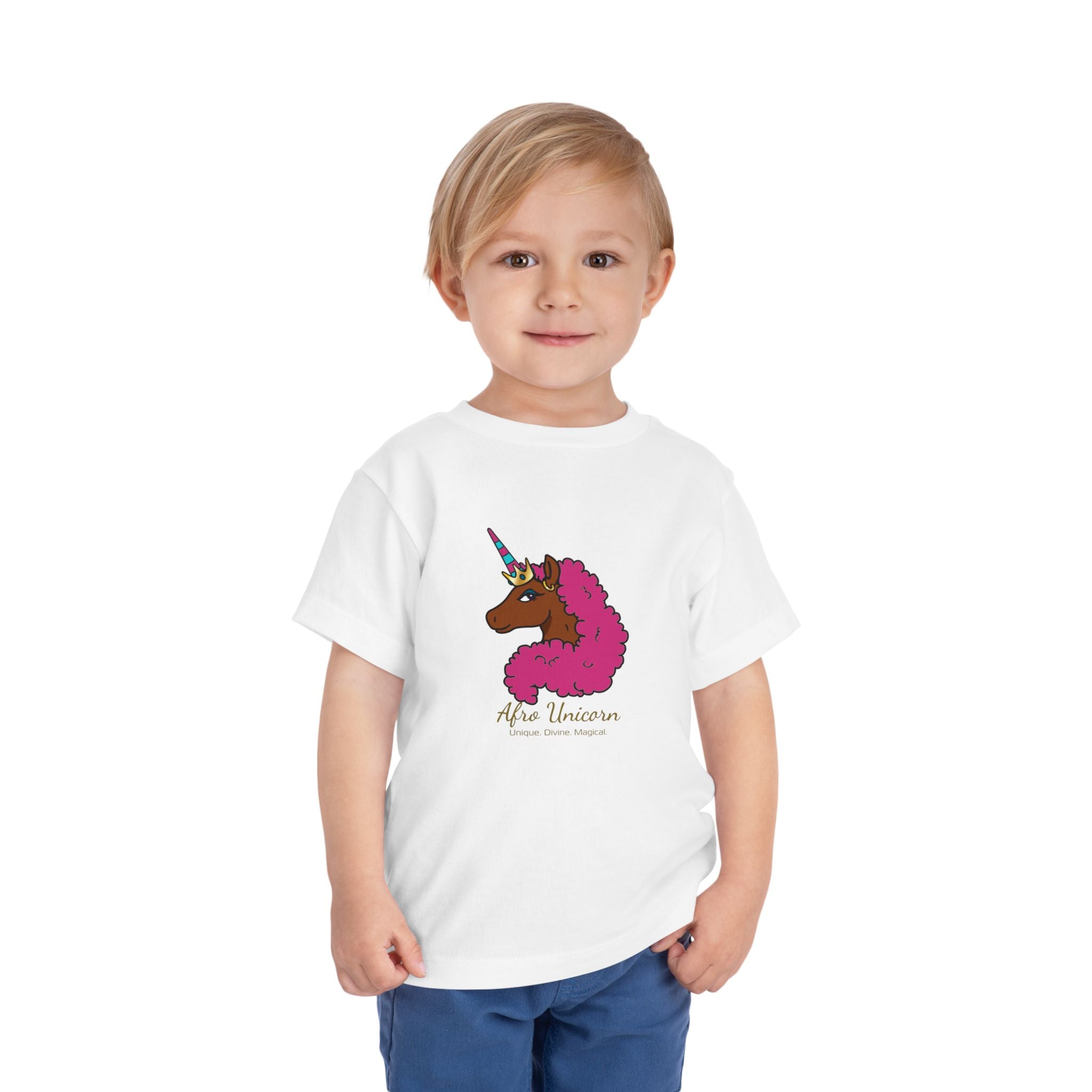 Toddler - Afro Unicorn Pink & Blue Spring Tee